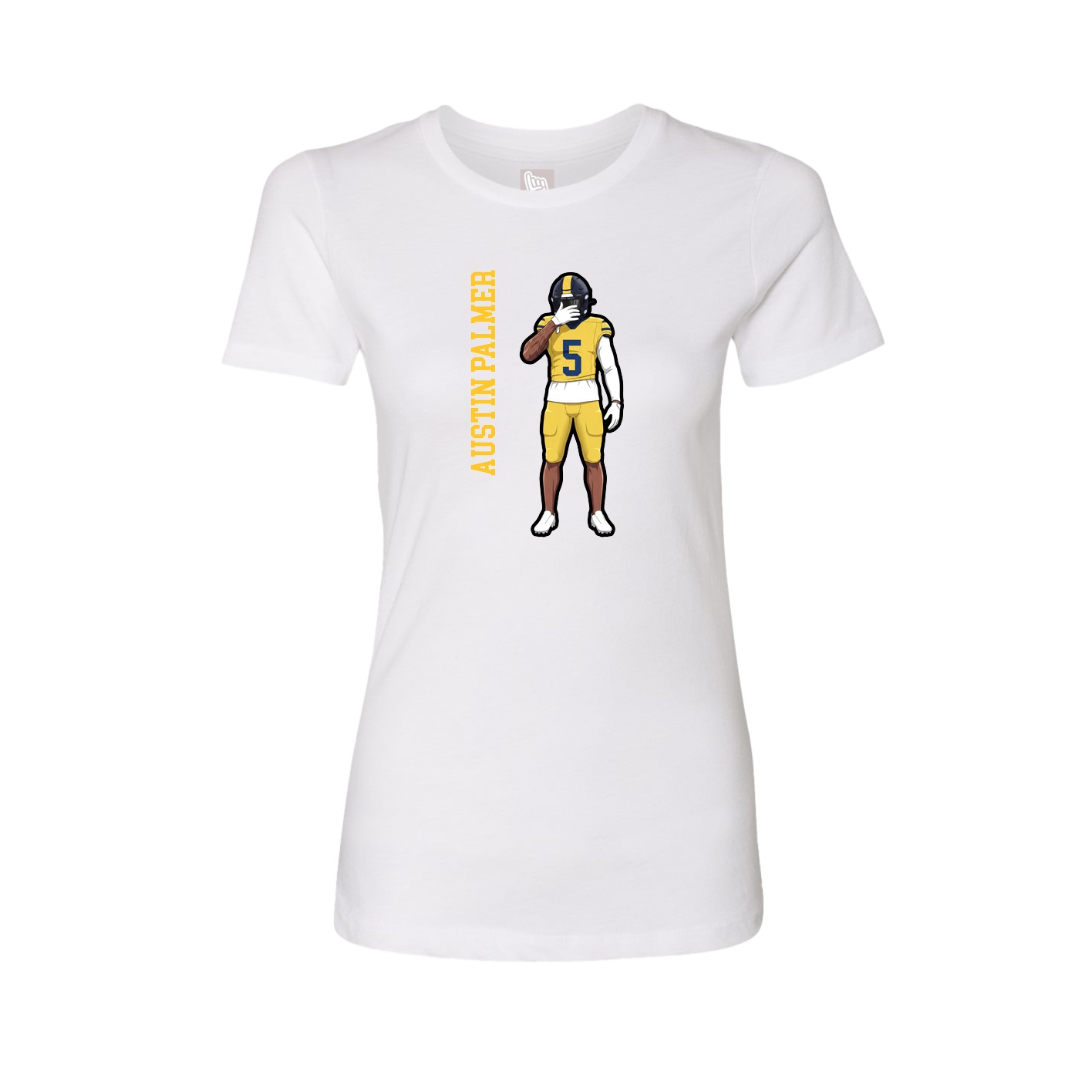 Fitted Women's Tee — Name Vertical in White