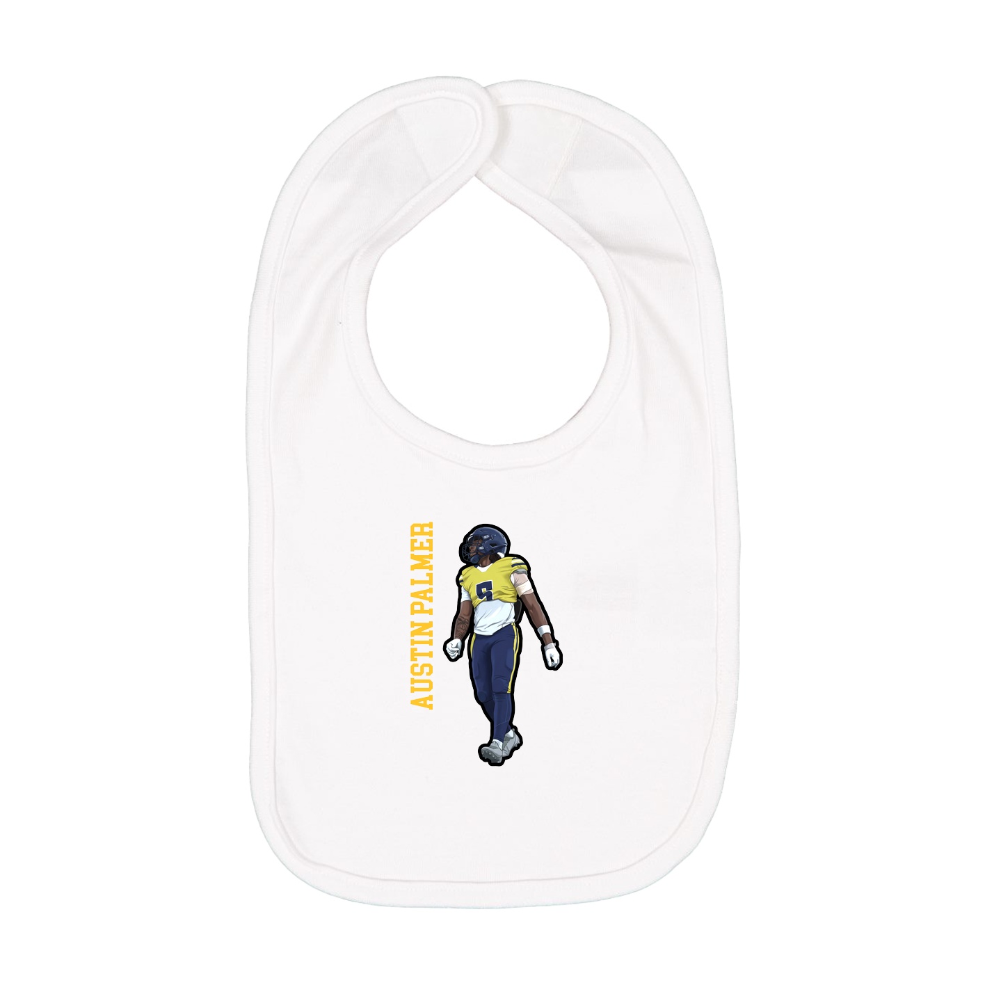 Infant Bib — Name Vertical in White