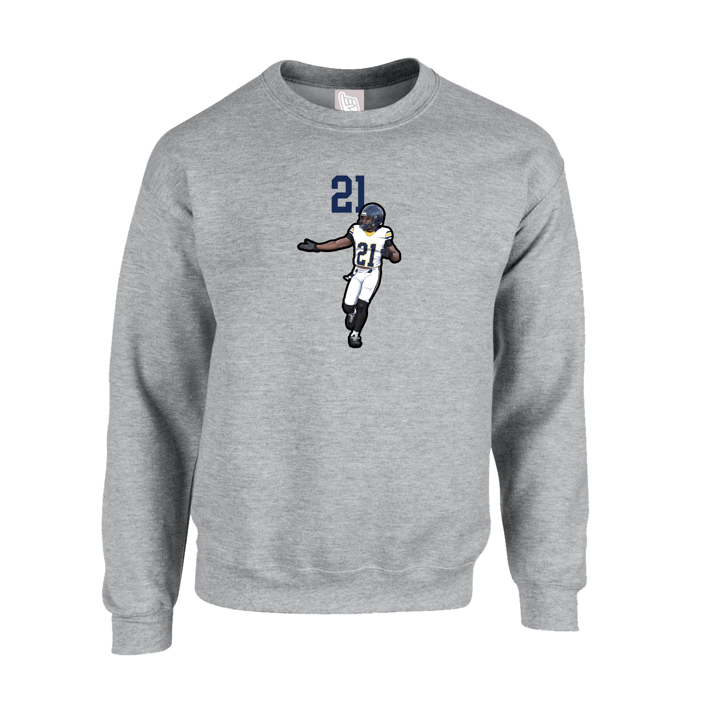 Fleece Crew — Number Top in Grey