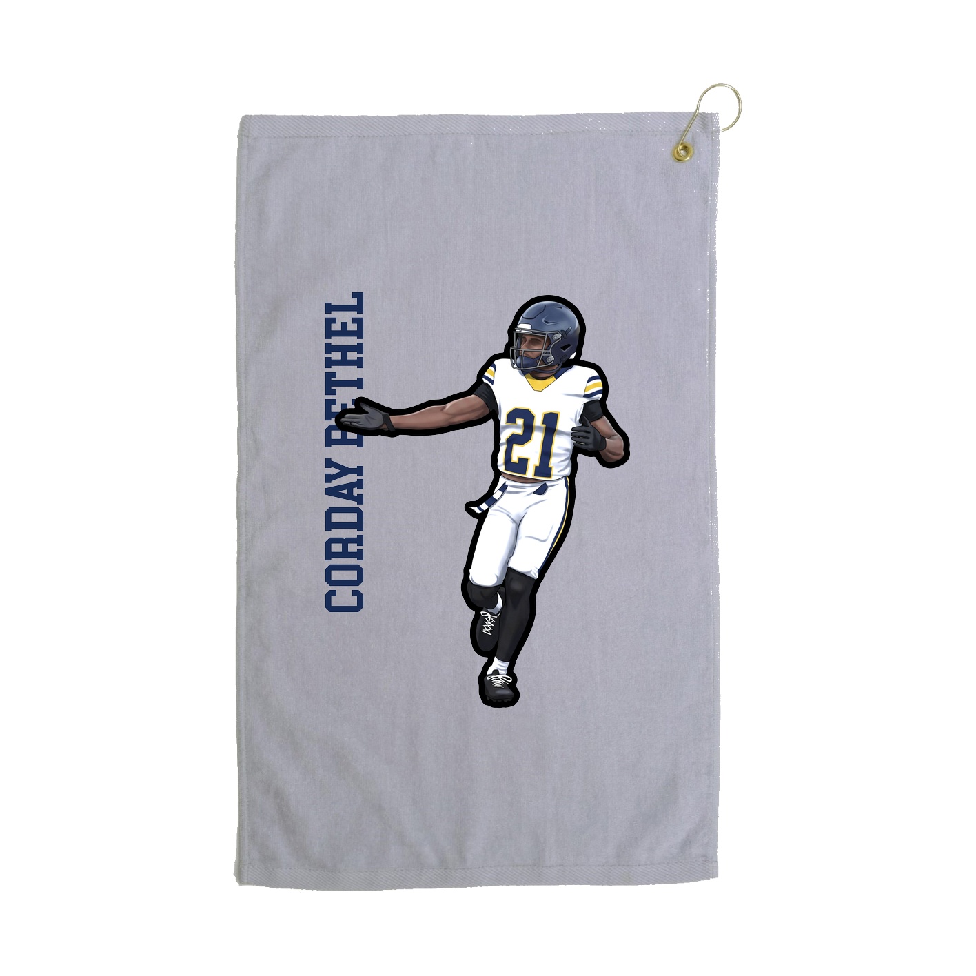 Golf Towel — Name Vertical in Grey