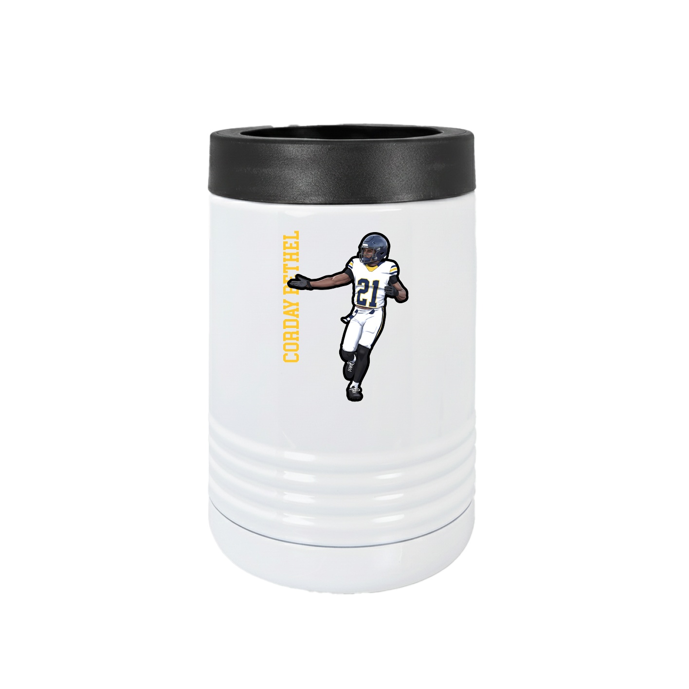Beverage Holder — Name Vertical in White