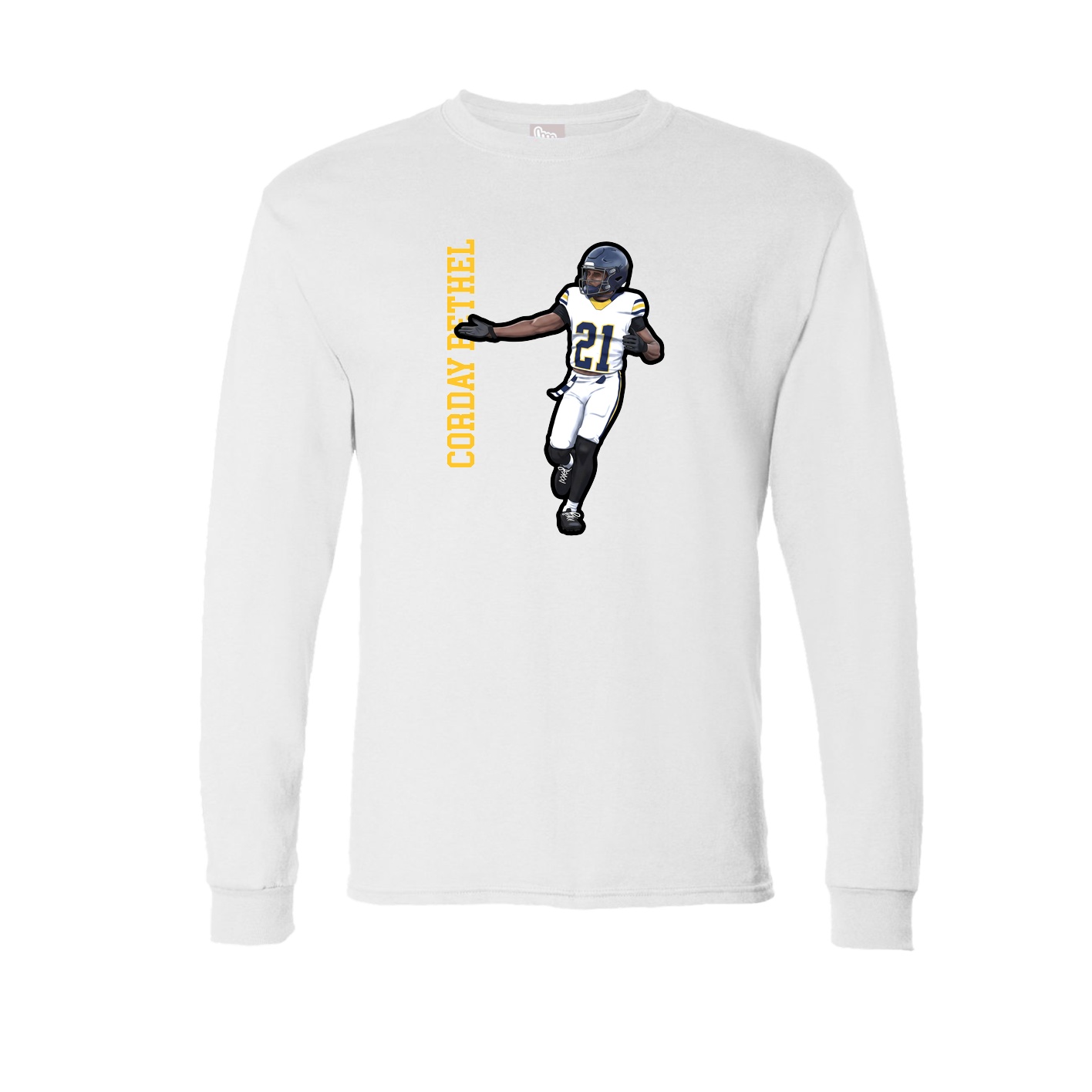 Long Sleeve Tee — Name Vertical in White