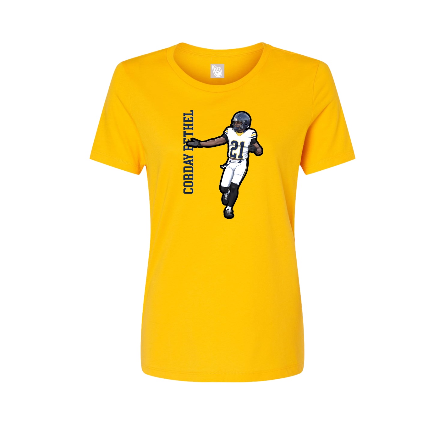Fitted Women's Tee — Name Vertical in Gold