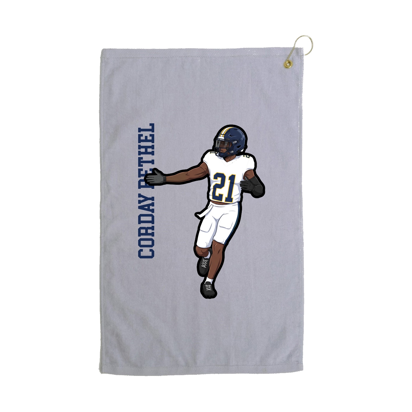 Golf Towel — Name Vertical in Grey