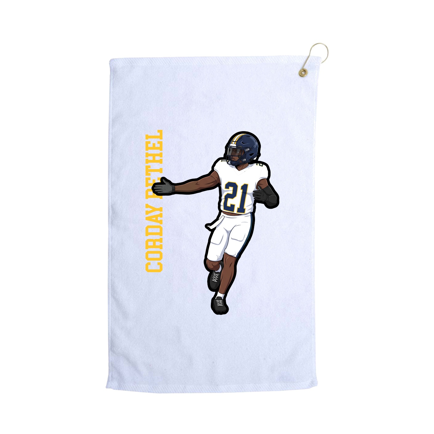 Golf Towel — Name Vertical in White