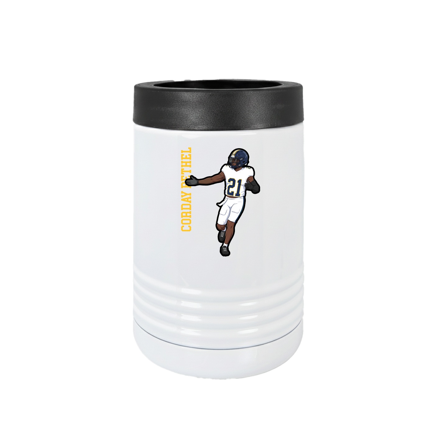 Beverage Holder — Name Vertical in White
