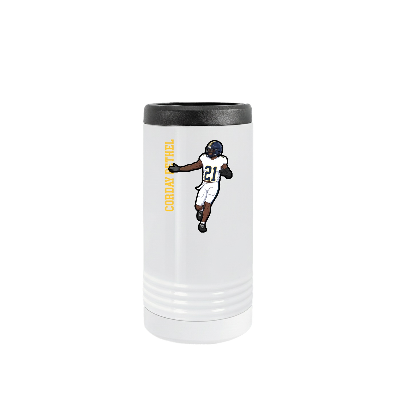Slim Beverage Holder — Name Vertical in White