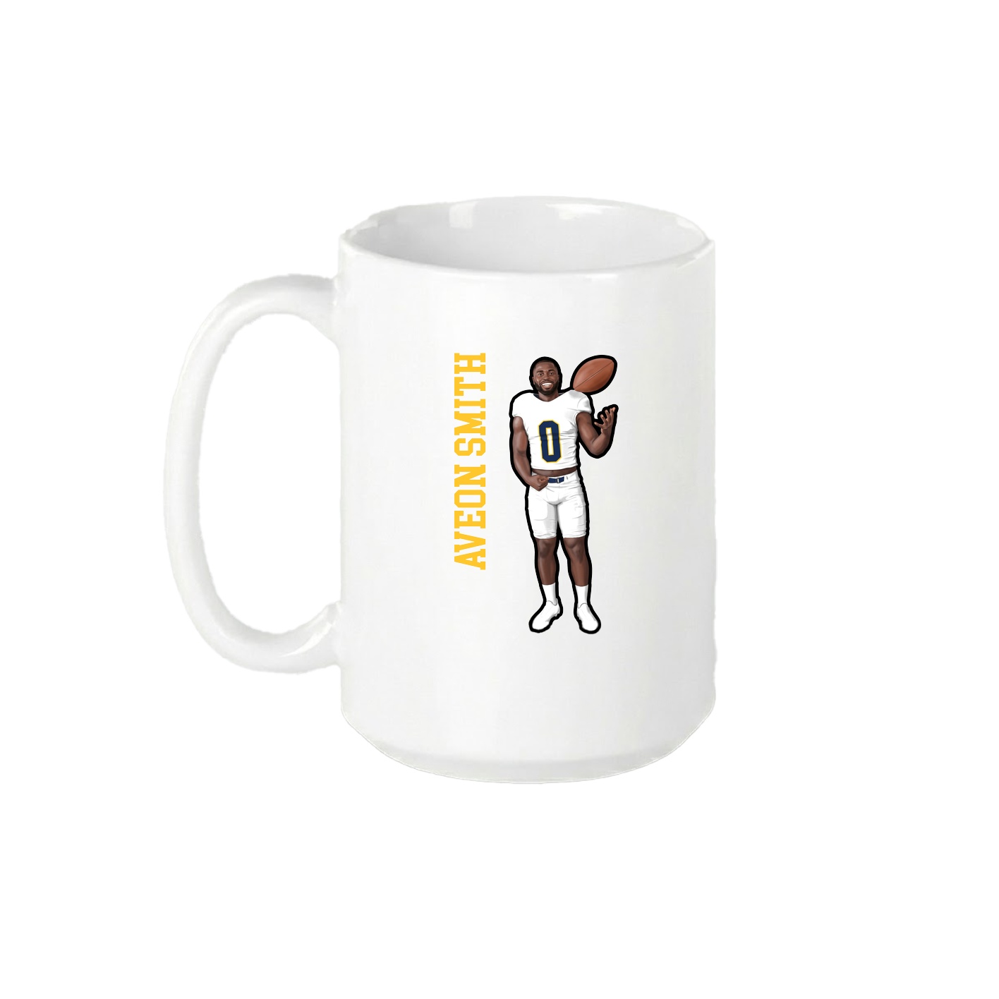 15oz Coffee Mug — Name Vertical in White