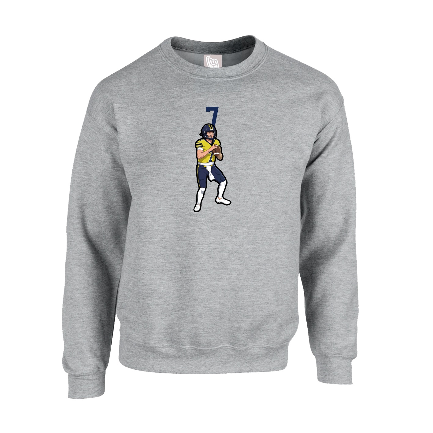 Fleece Crew — Number Top in Grey