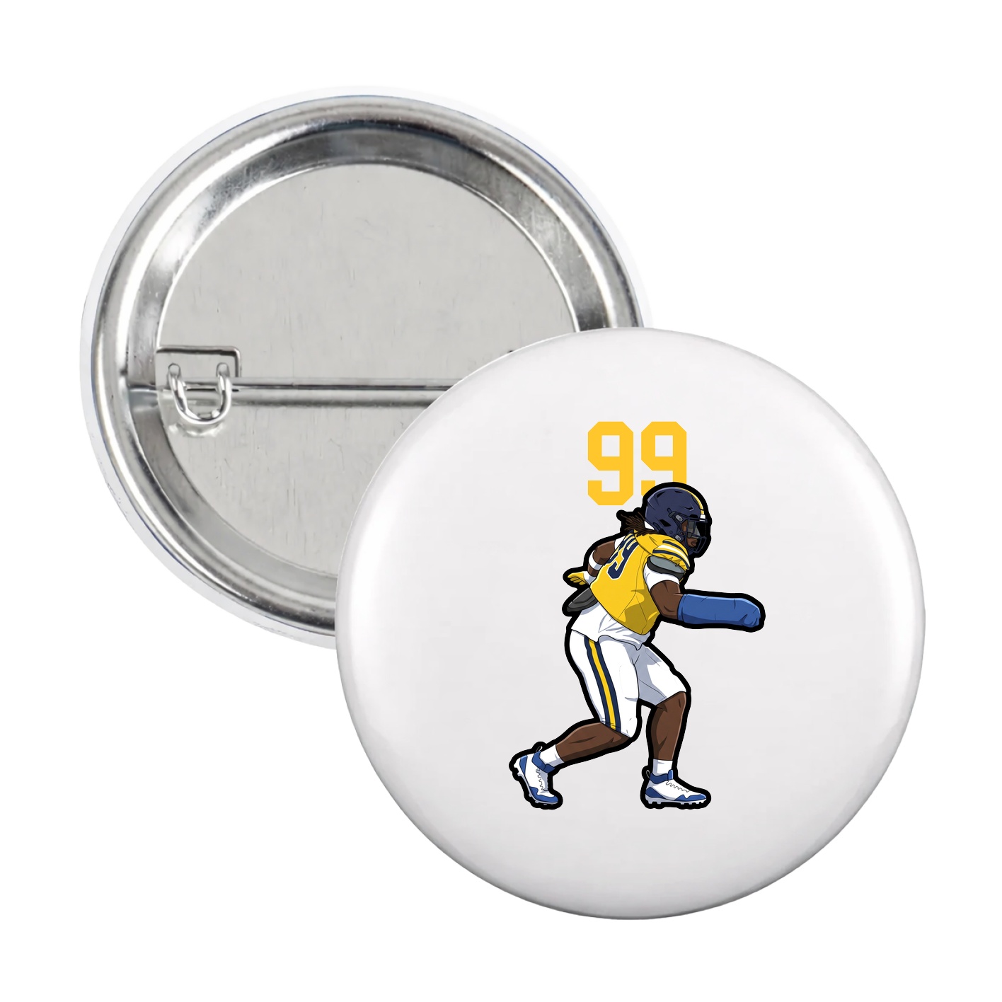 Game Day Button — Number Top in White