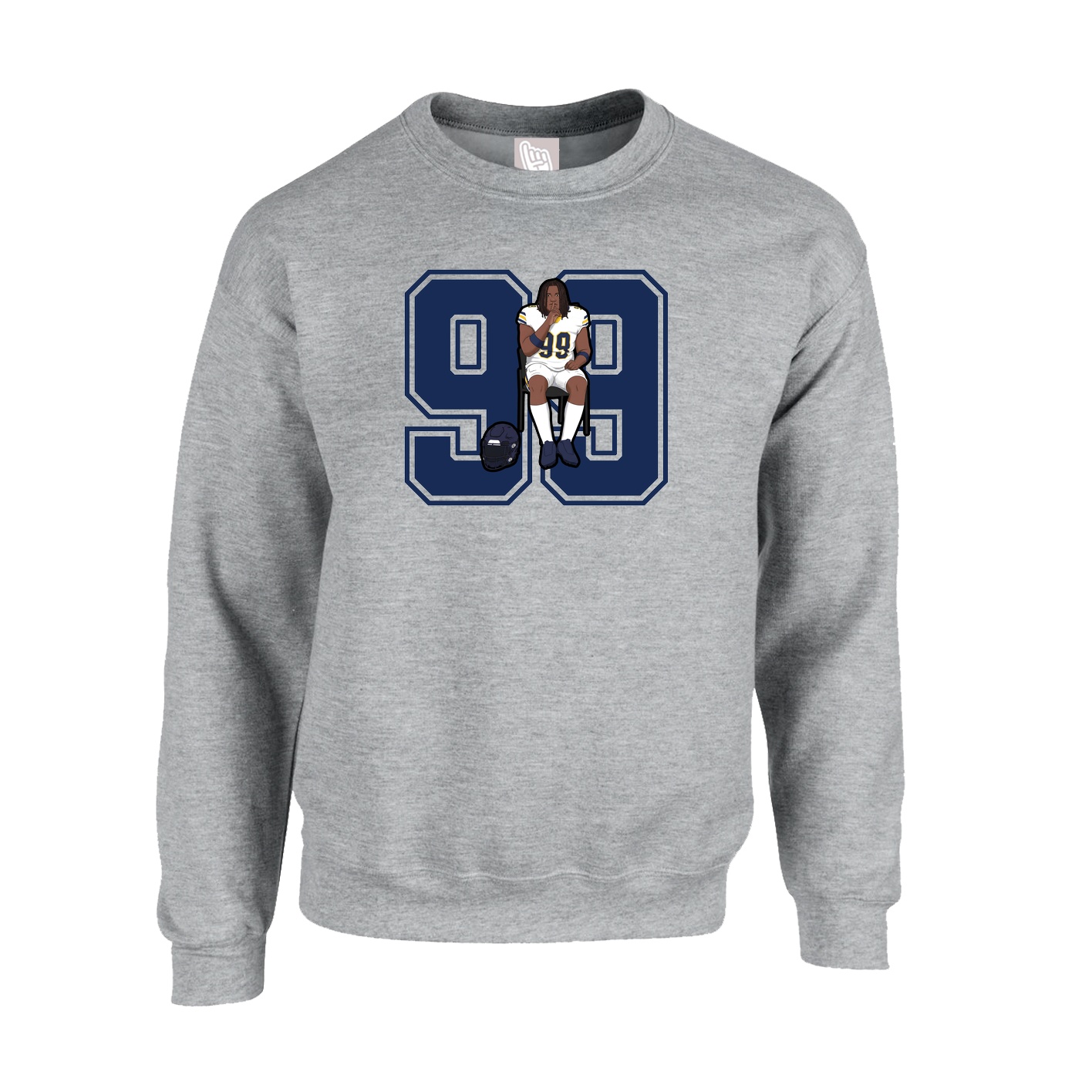 Fleece Crew — Number in Grey