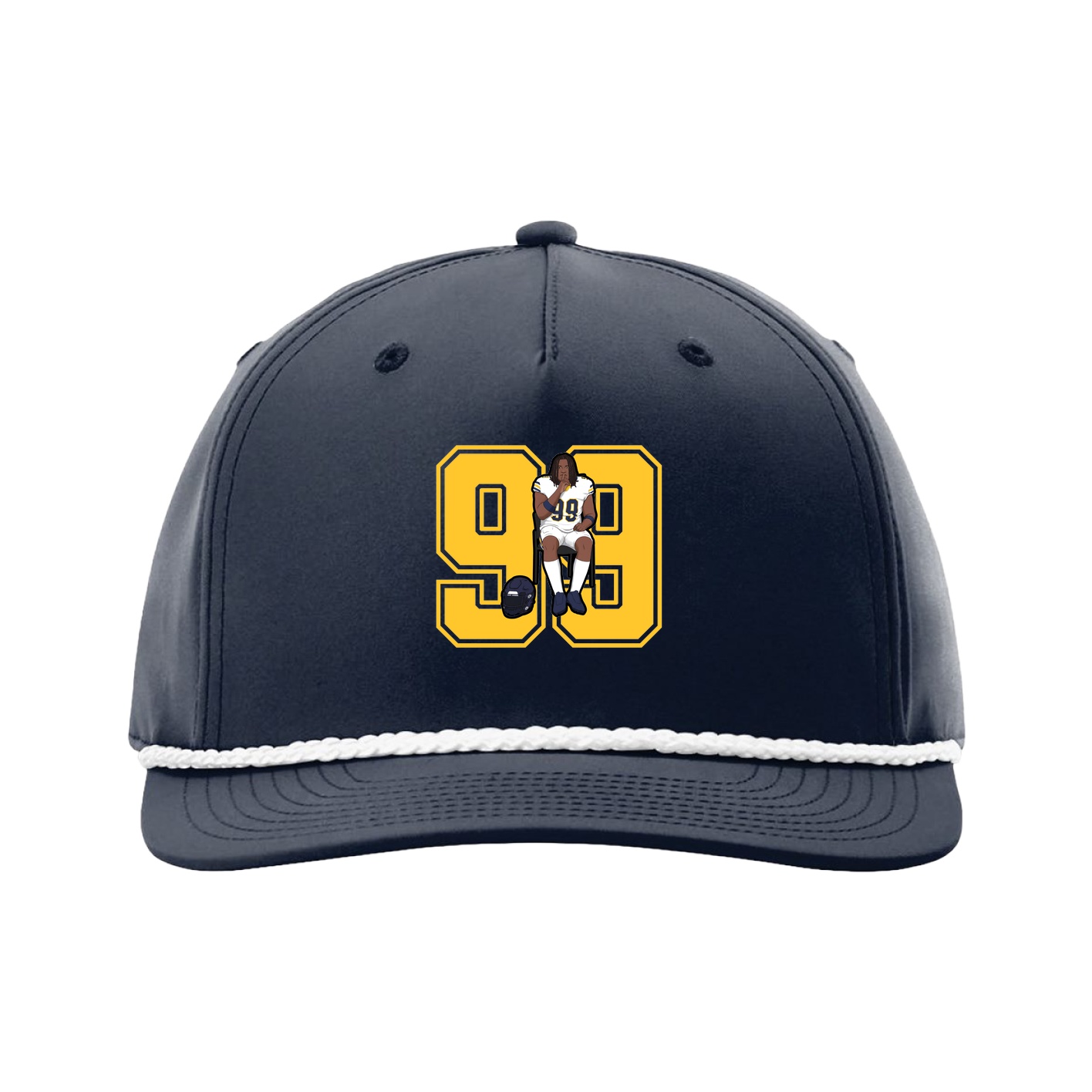 Five-Panel Classic Rope Cap — Number in Navy