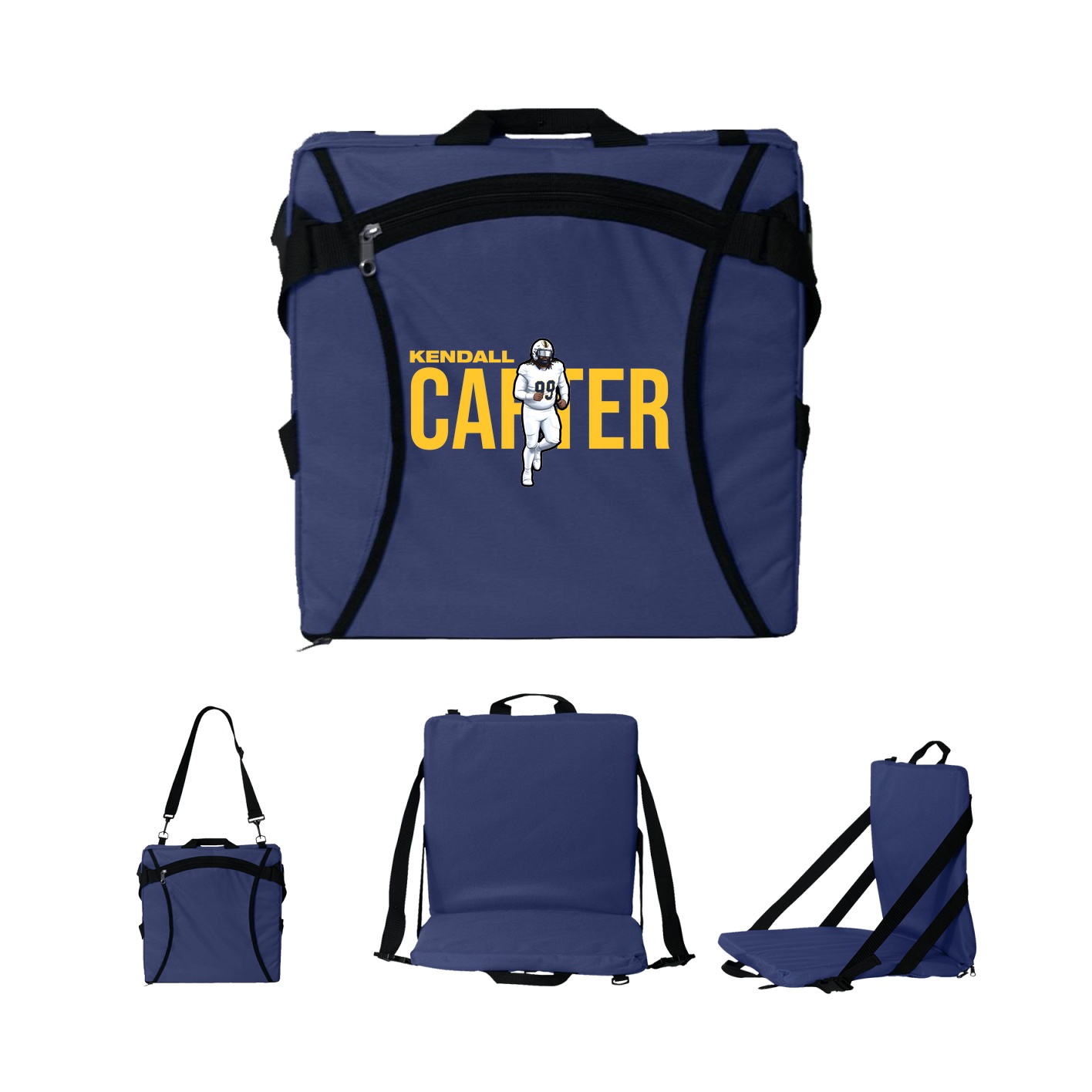 Folding Stadium Seat — Player Name in Navy