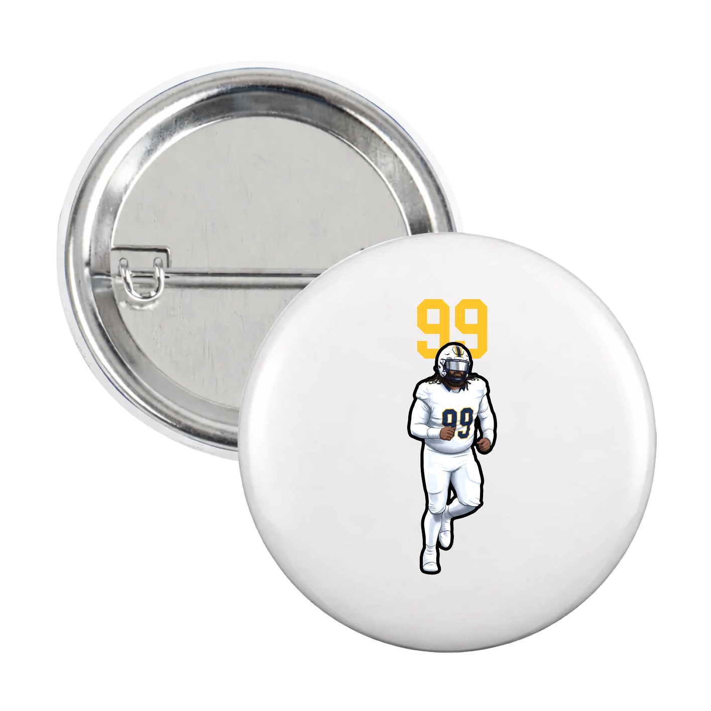 Game Day Button — Number Top in White