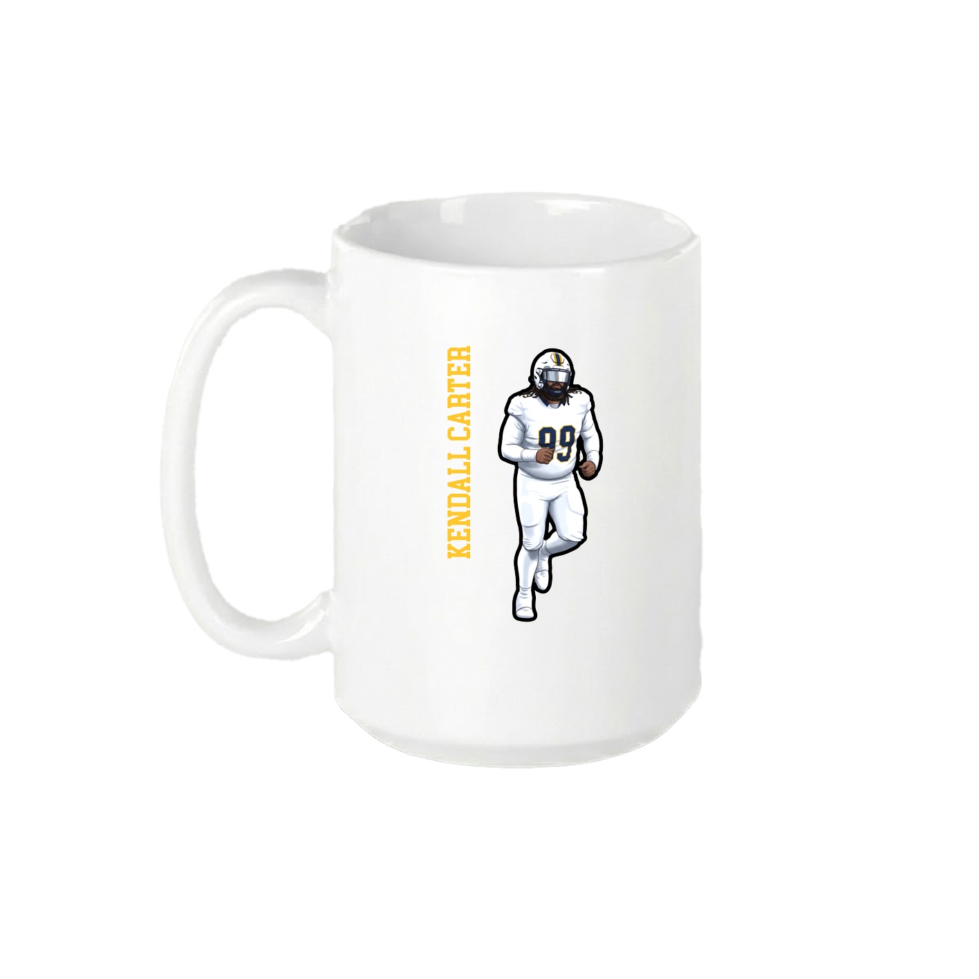 15oz Coffee Mug — Name Vertical in White
