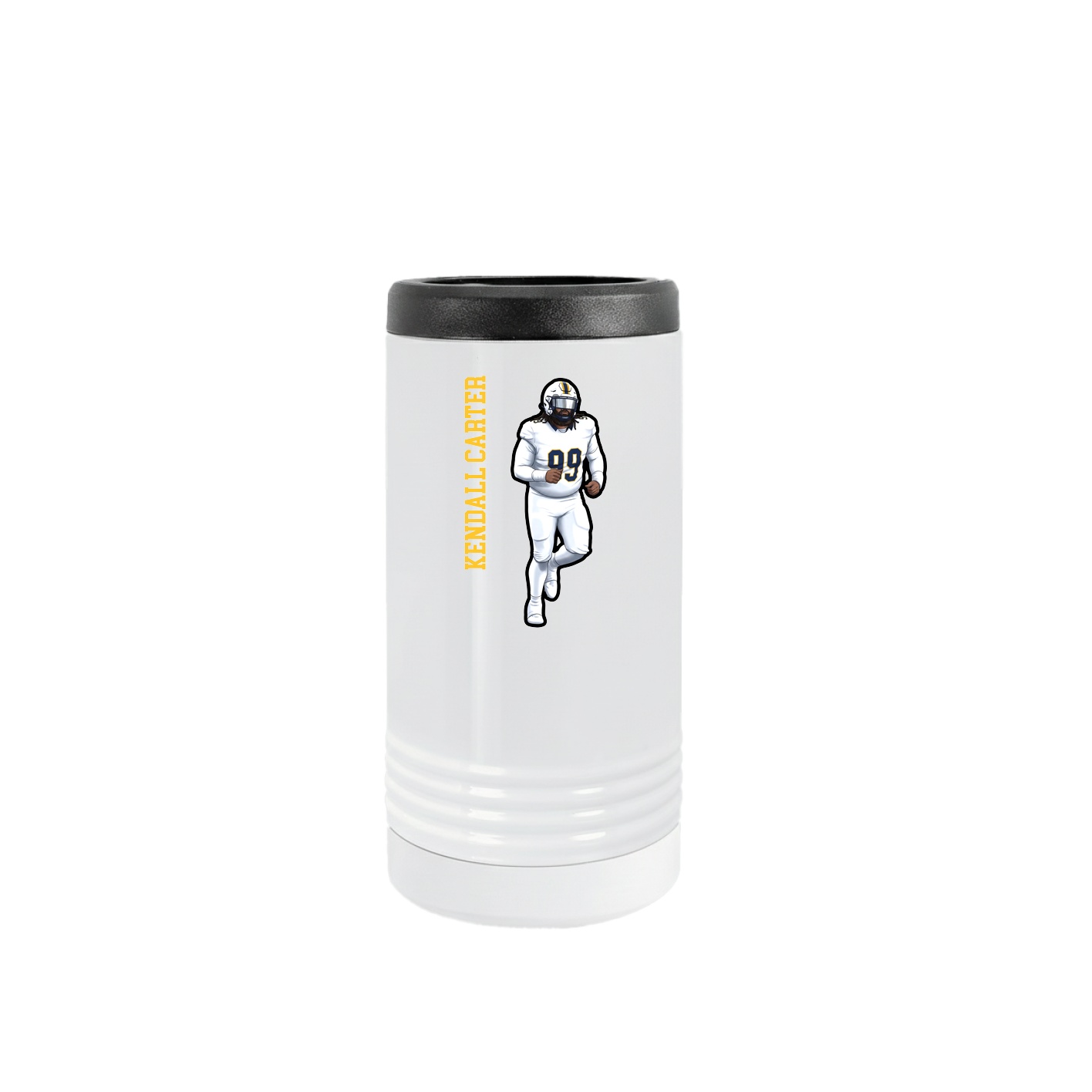 Slim Beverage Holder — Name Vertical in White