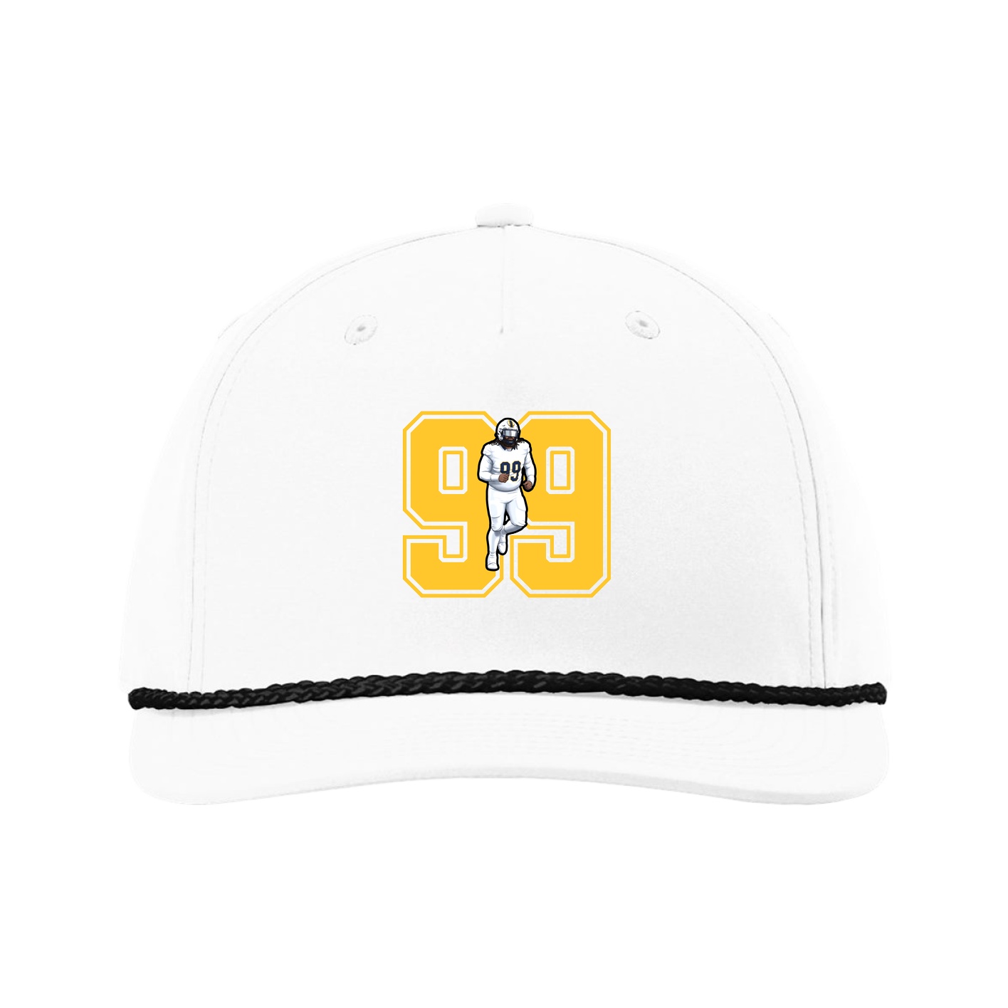 Five-Panel Classic Rope Cap — Number in White