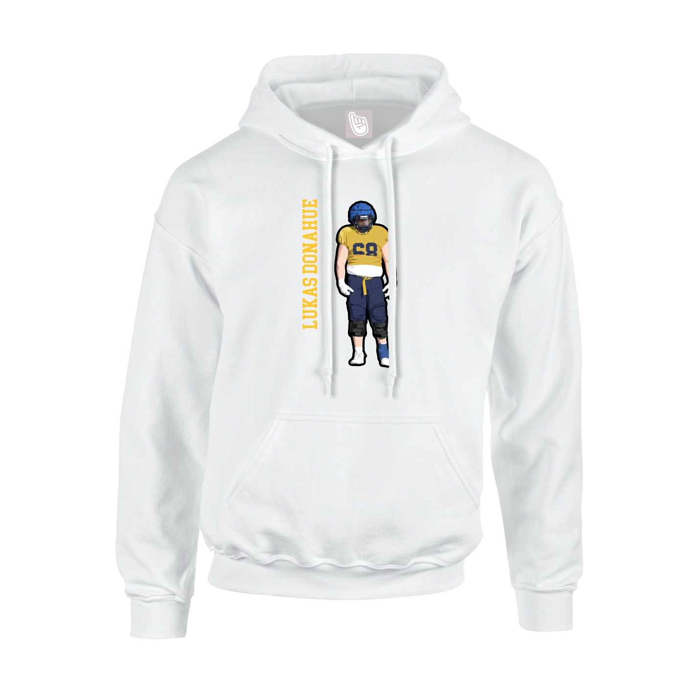 Youth Hoodie — Name Vertical in White