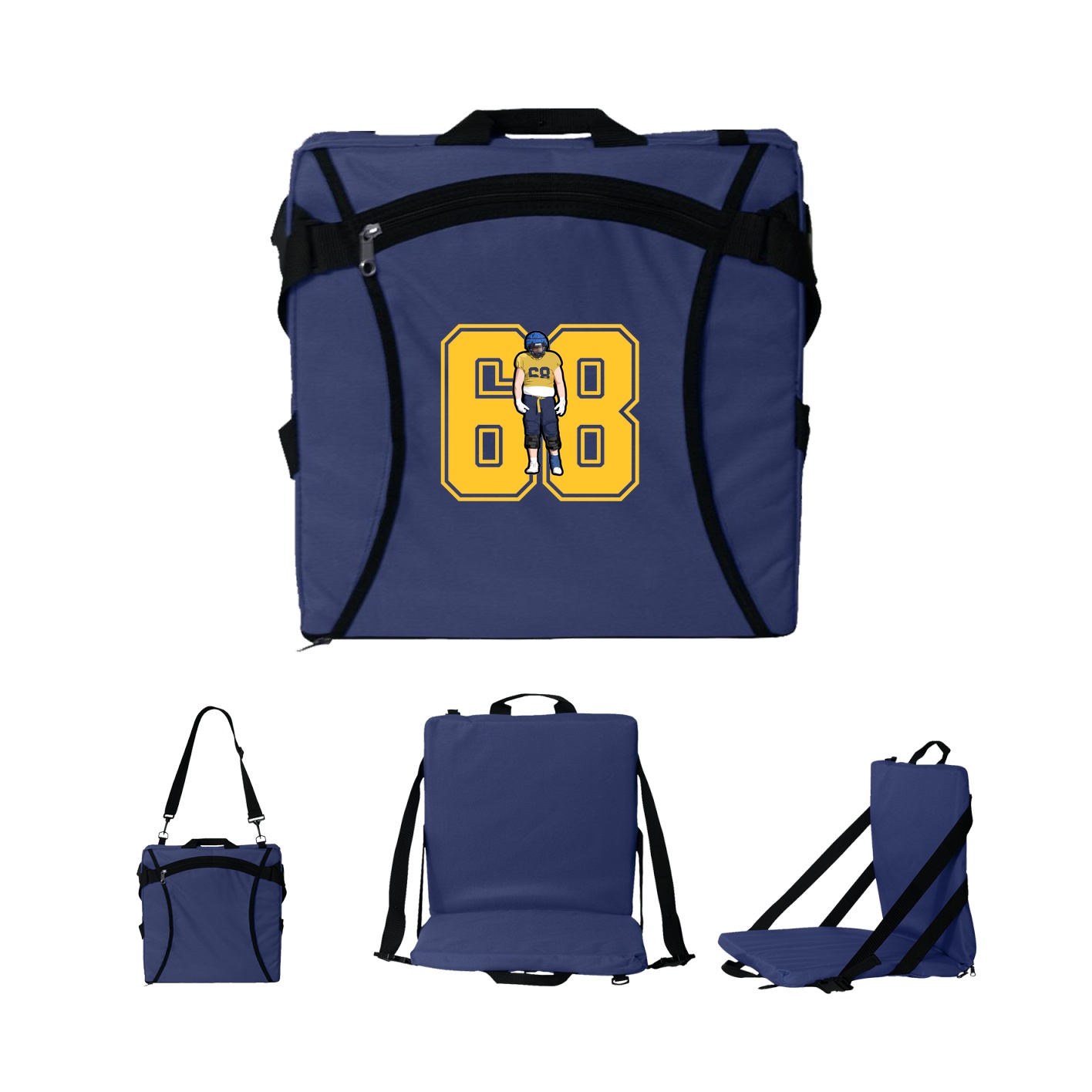 Folding Stadium Seat — Number in Navy