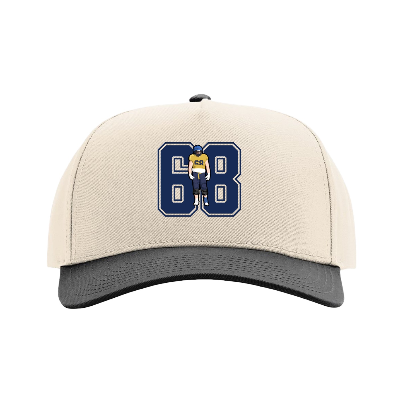 Full Fabric Five-Panel Champ Cap — Number in Cream/Black