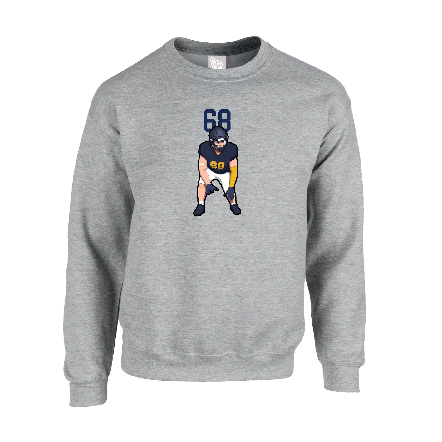 Fleece Crew — Number Top in Grey