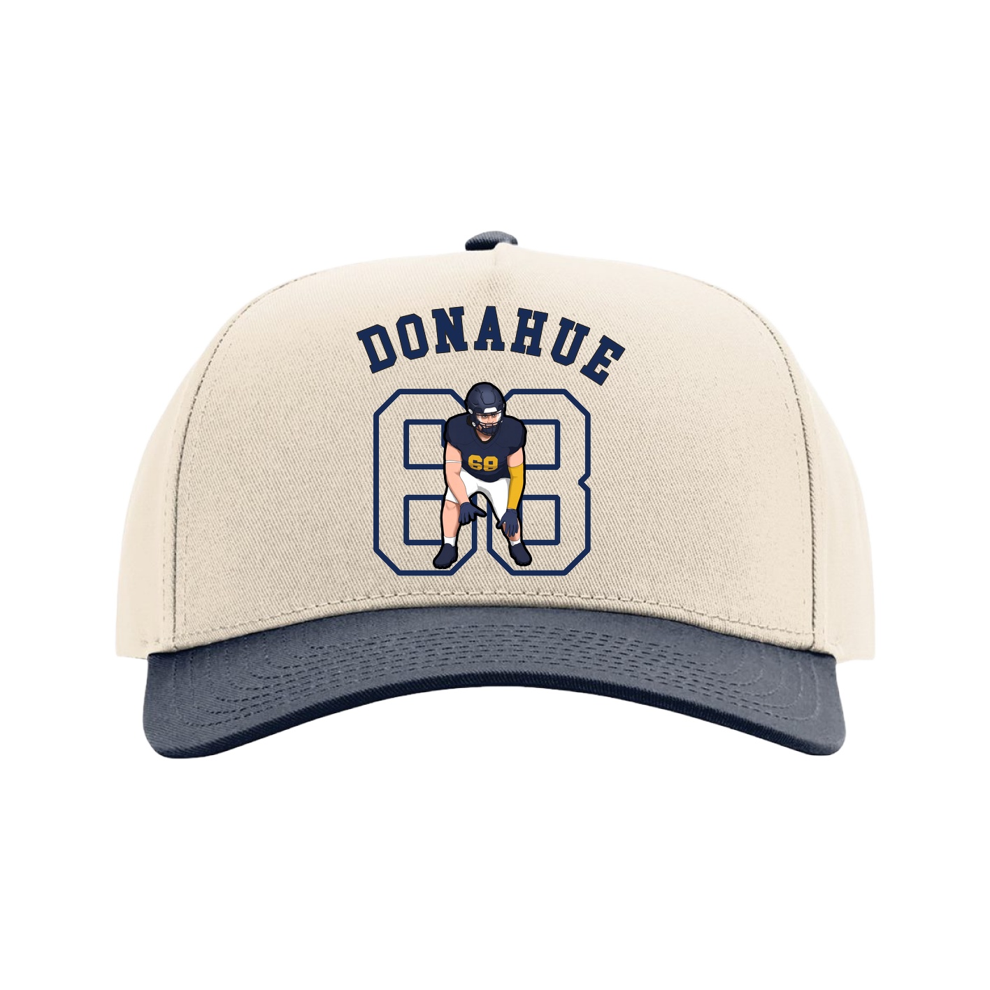 Full Fabric Five-Panel Champ Cap — Shirsey Arch in Cream/Navy