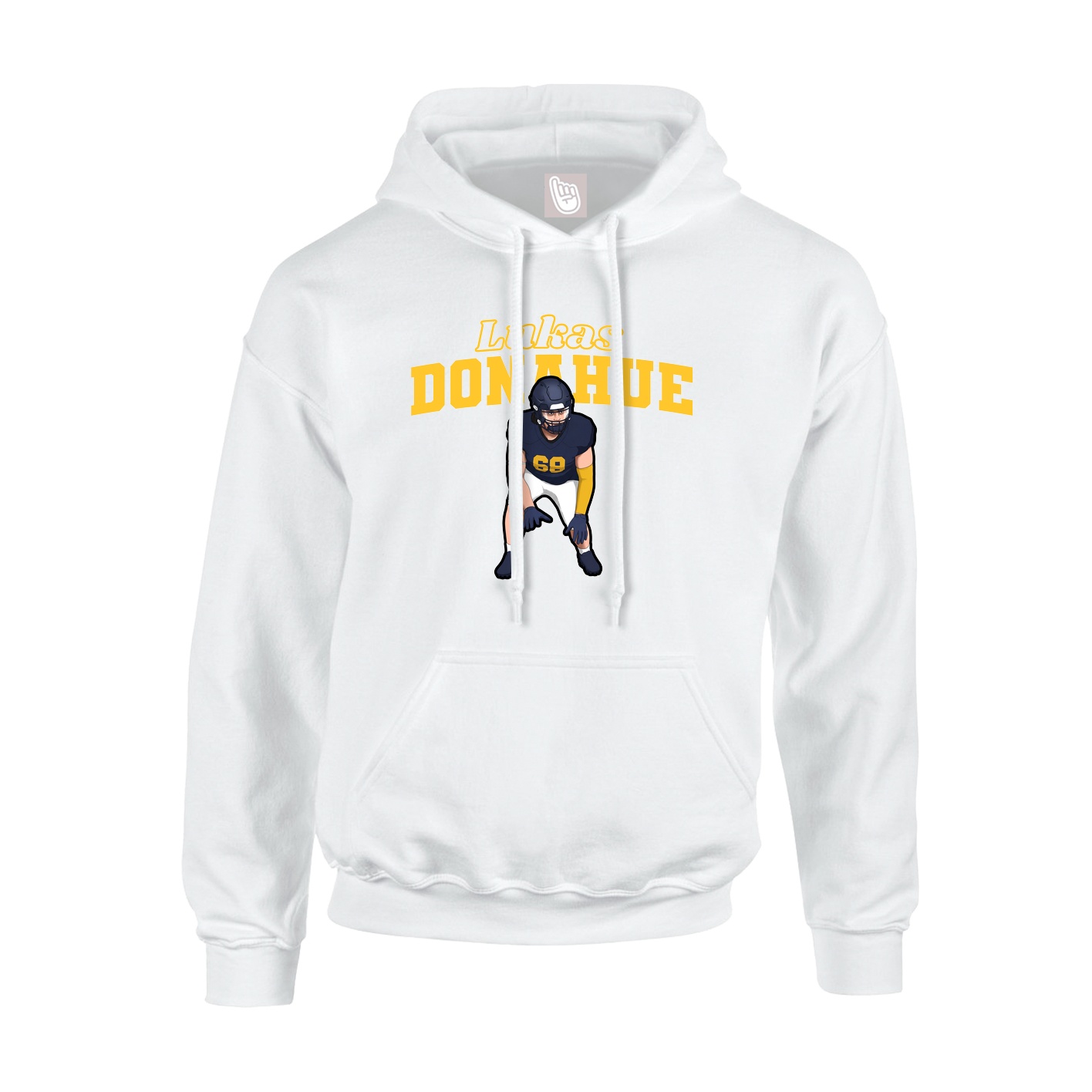 Youth Hoodie — Name Arch in White