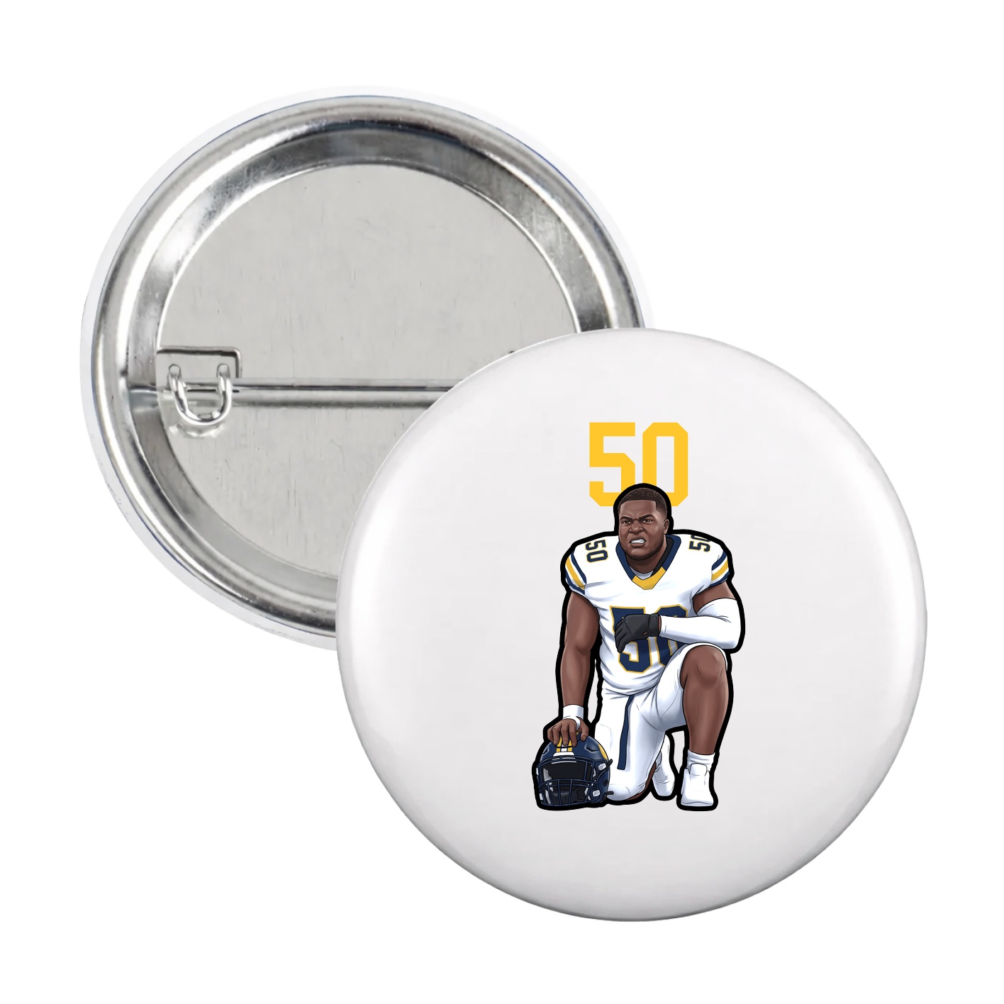 Game Day Button — Number Top in White