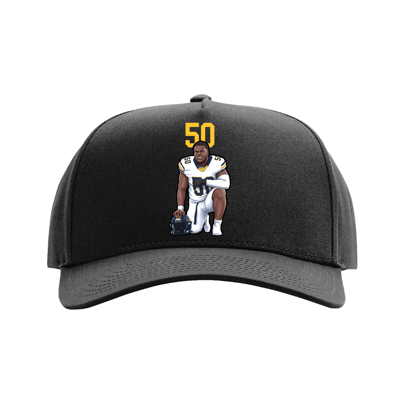 Full Fabric Five-Panel Champ Cap — Number Top in Black