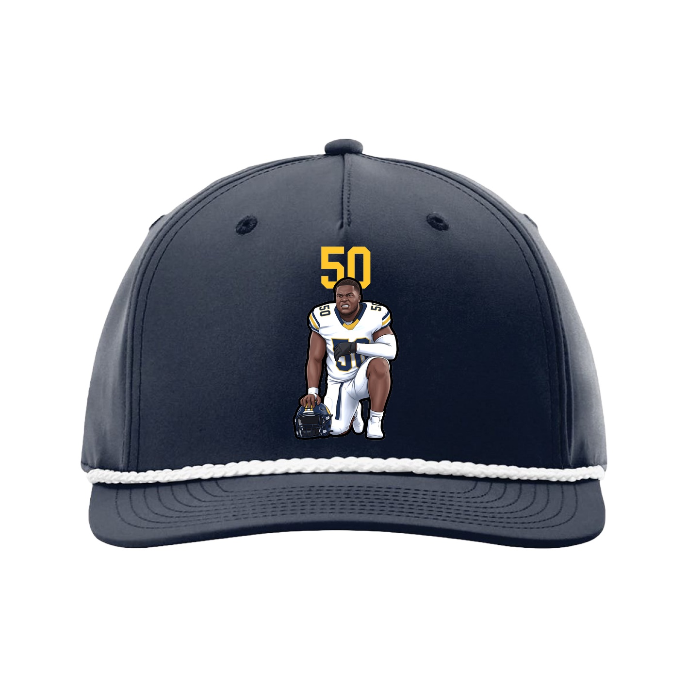 Five-Panel Classic Rope Cap — Number Top in Navy