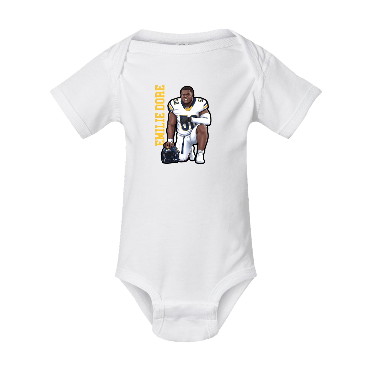 Baby Onesie — Name Vertical in White
