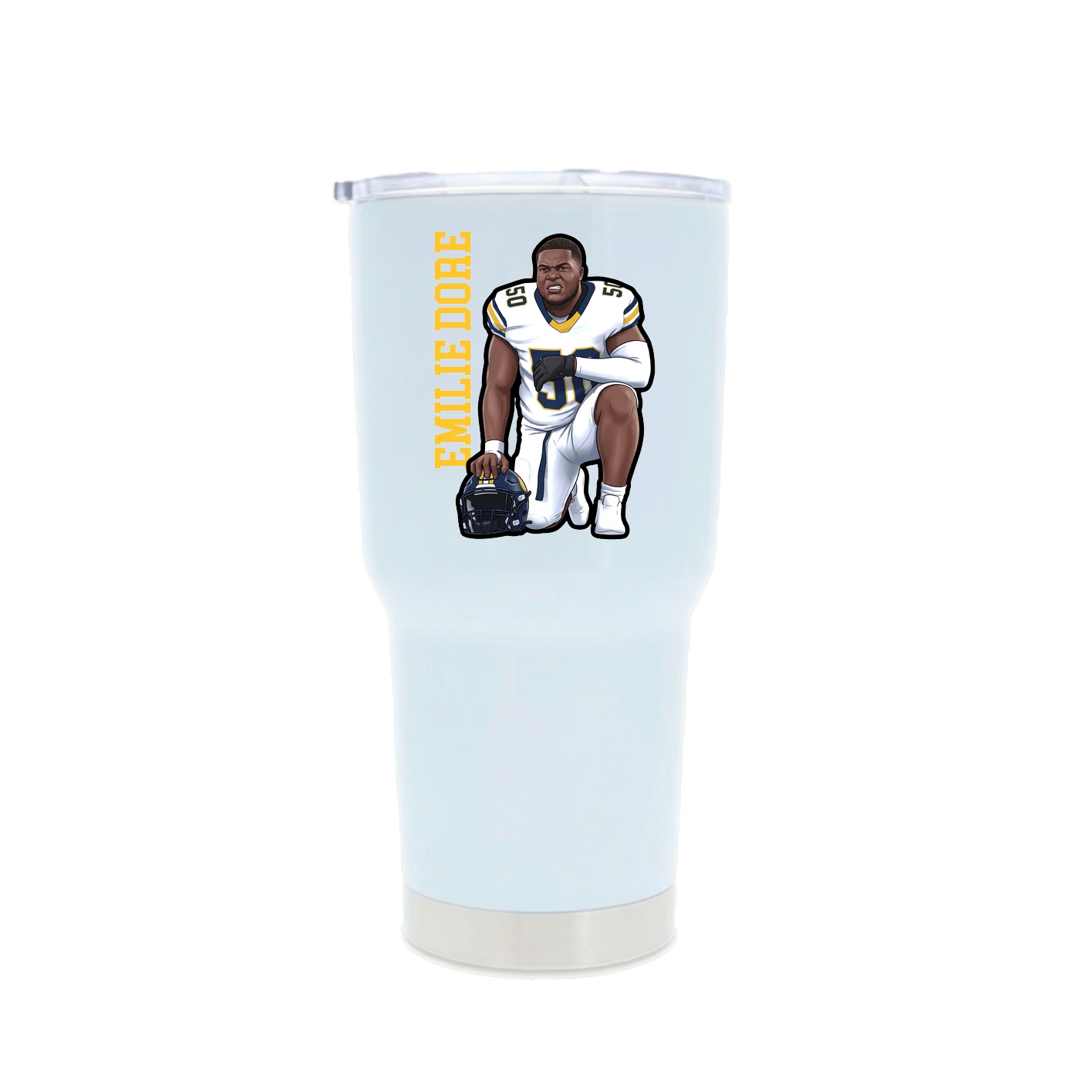 30oz Stainless Steel Tumbler — Name Vertical in White