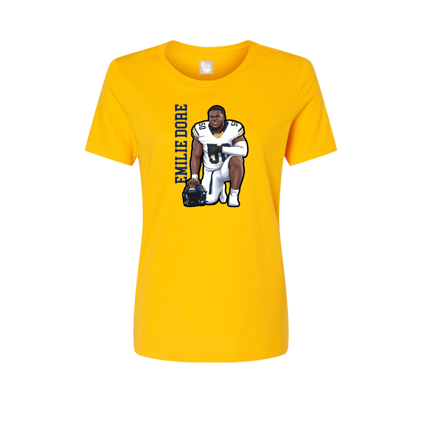 Fitted Women's Tee — Name Vertical in Gold