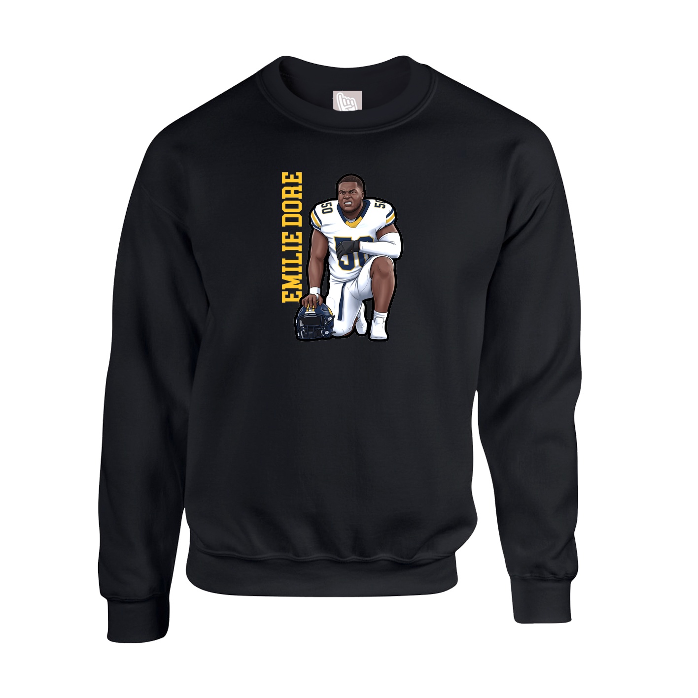 Fleece Crew — Name Vertical in Black