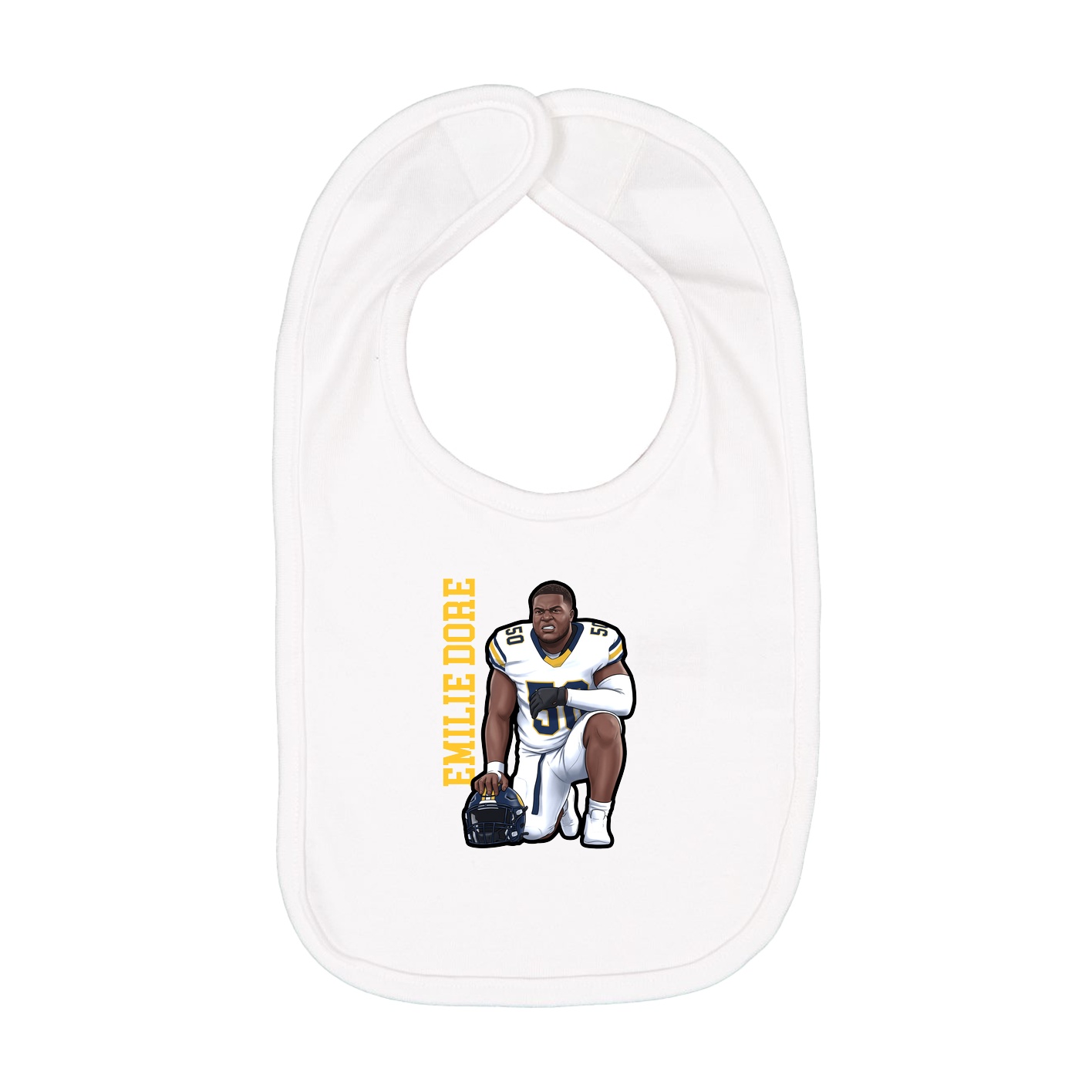 Infant Bib — Name Vertical in White