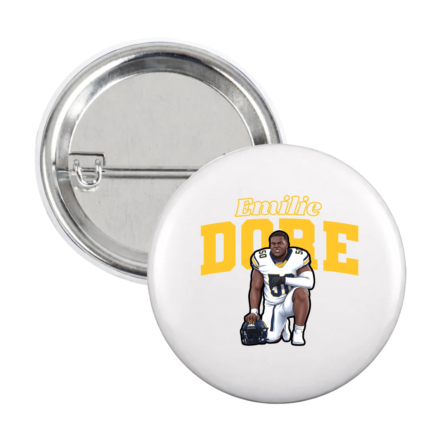 Game Day Button — Name Arch in White