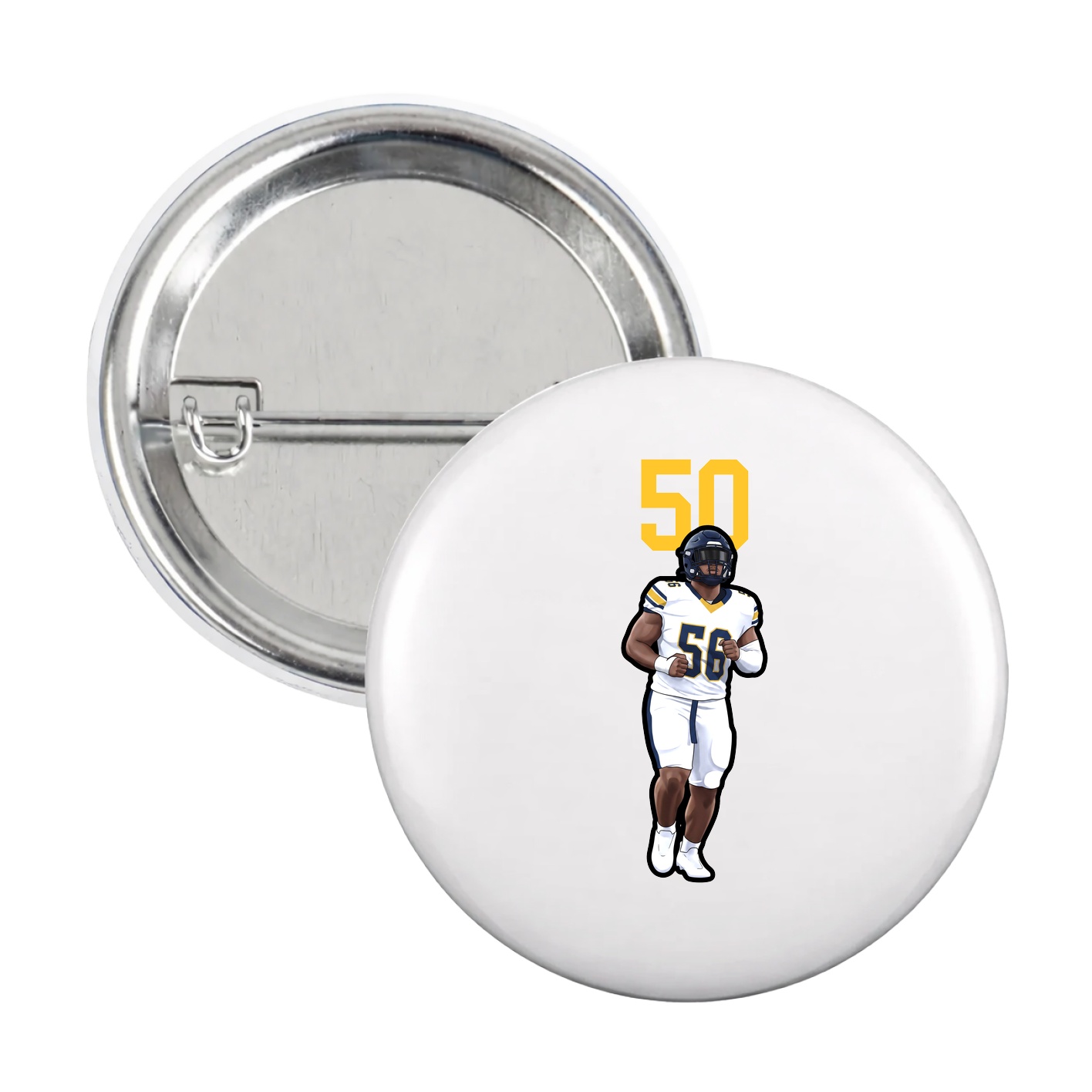 Game Day Button — Number Top in White
