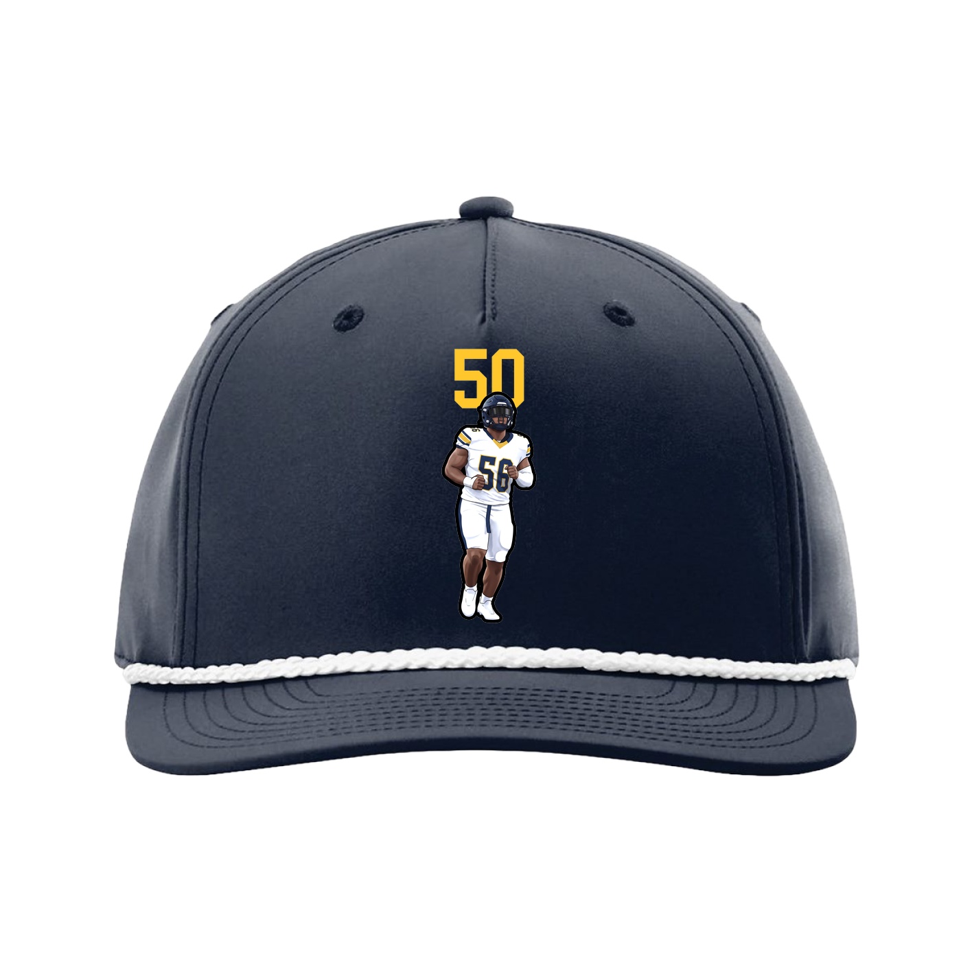 Five-Panel Classic Rope Cap — Number Top in Navy