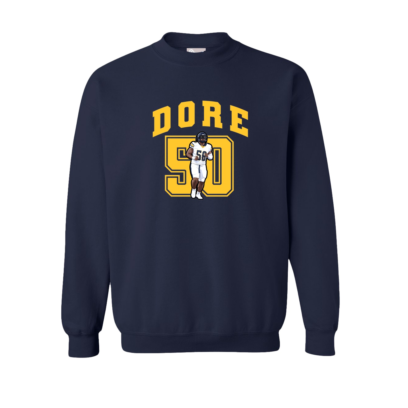 Fleece Crew — Number in Navy