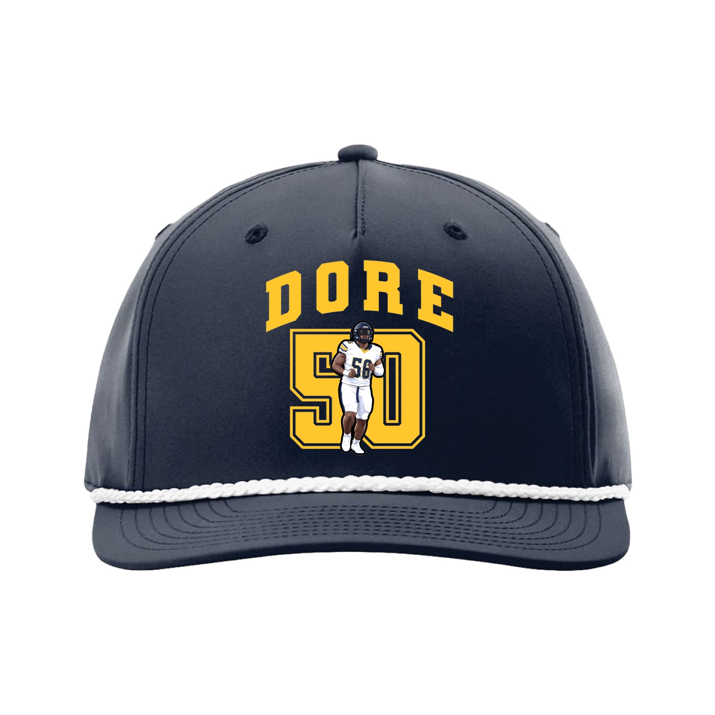 Five-Panel Classic Rope Cap — Number in Navy