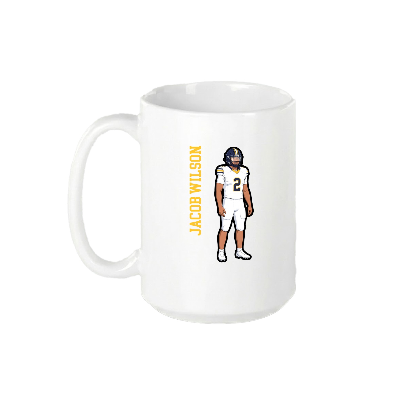 15oz Coffee Mug — Name Vertical in White