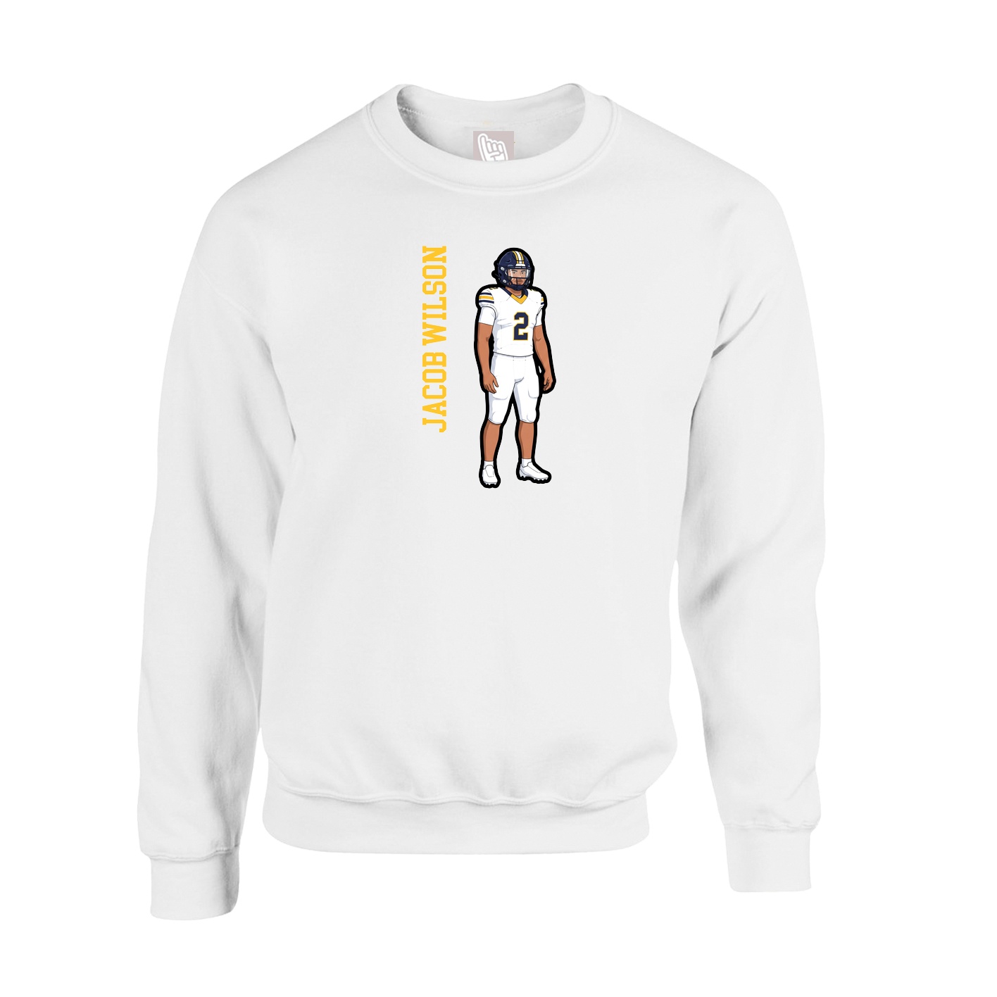 Fleece Crew — Name Vertical in White