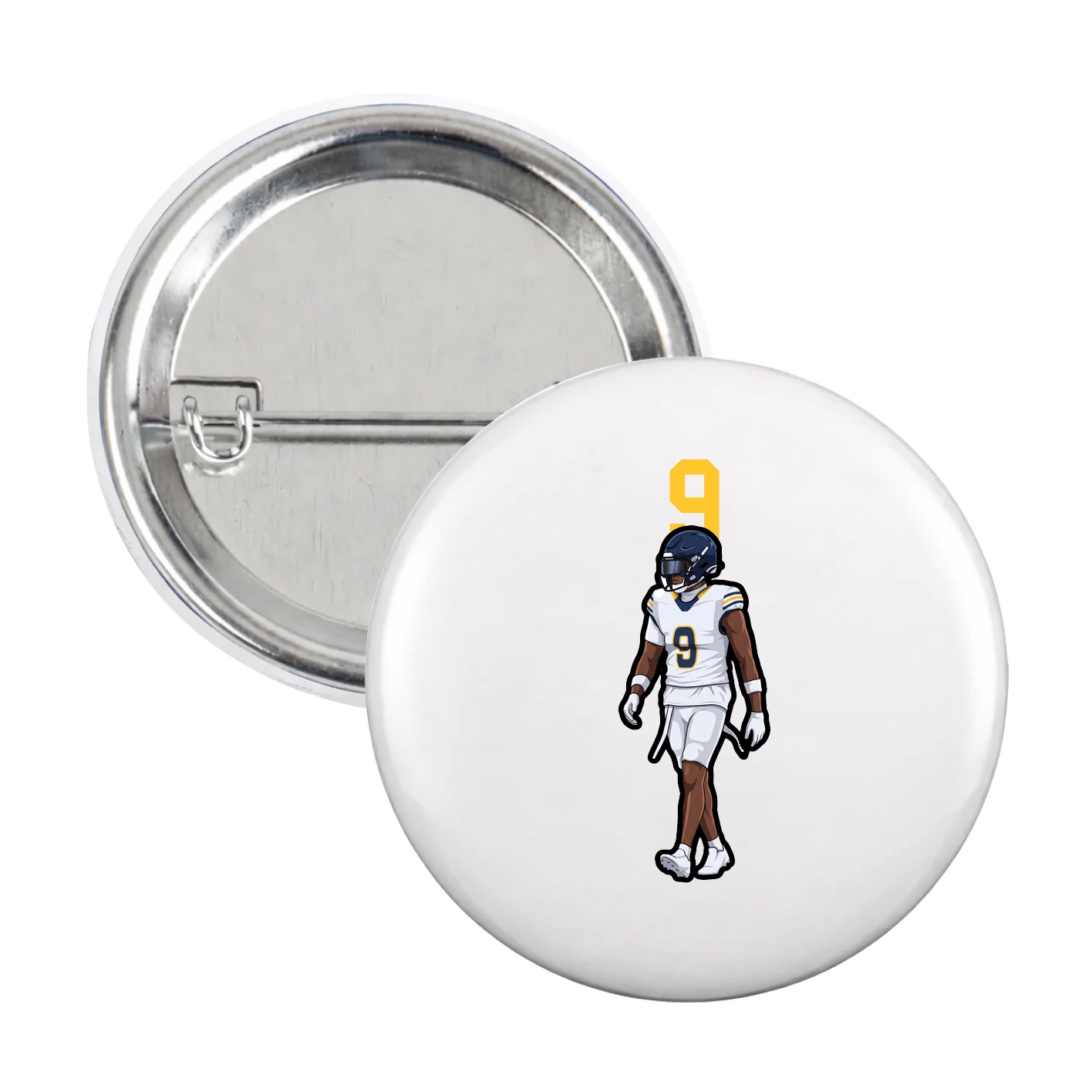 Game Day Button — Number Top in White