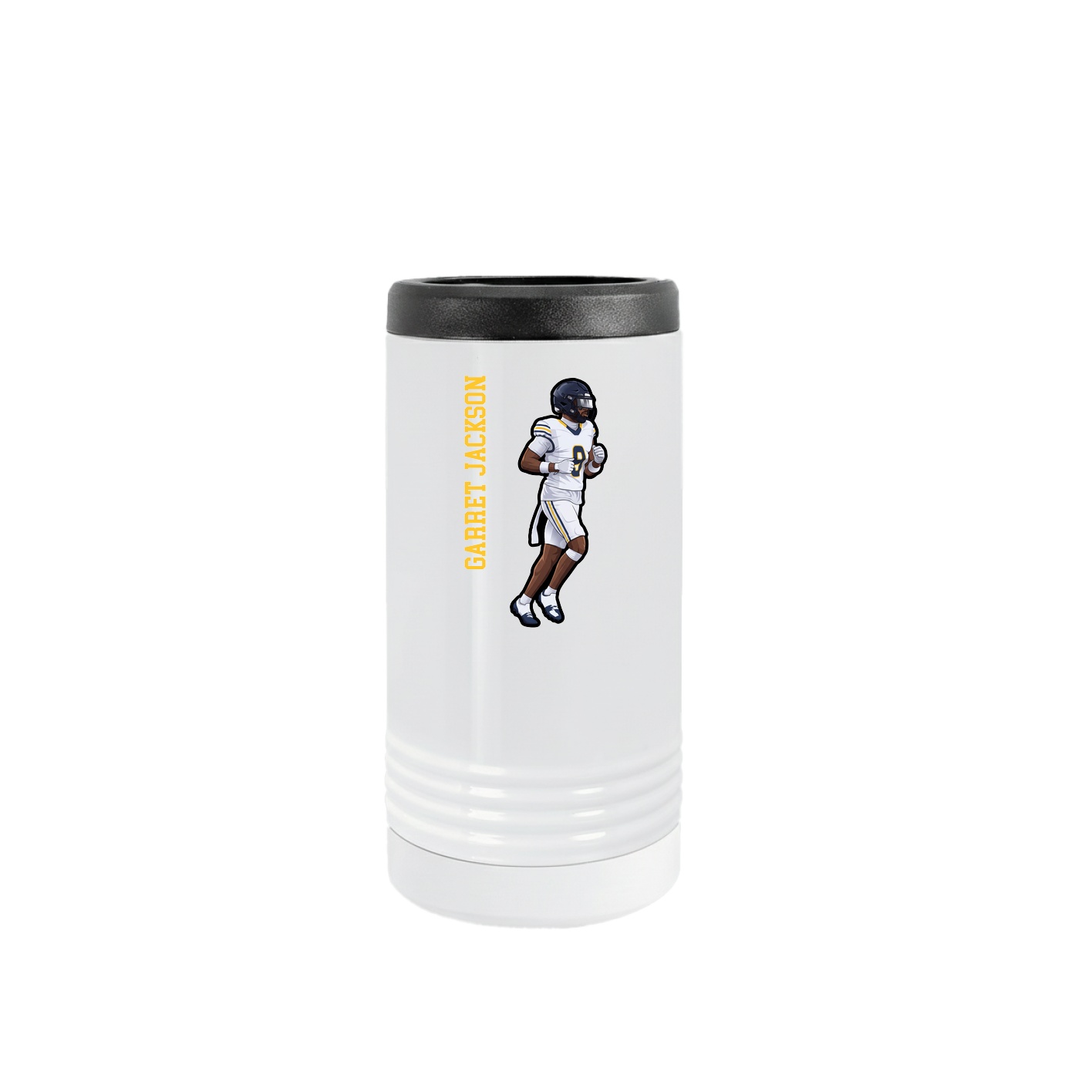 Slim Beverage Holder — Name Vertical in White