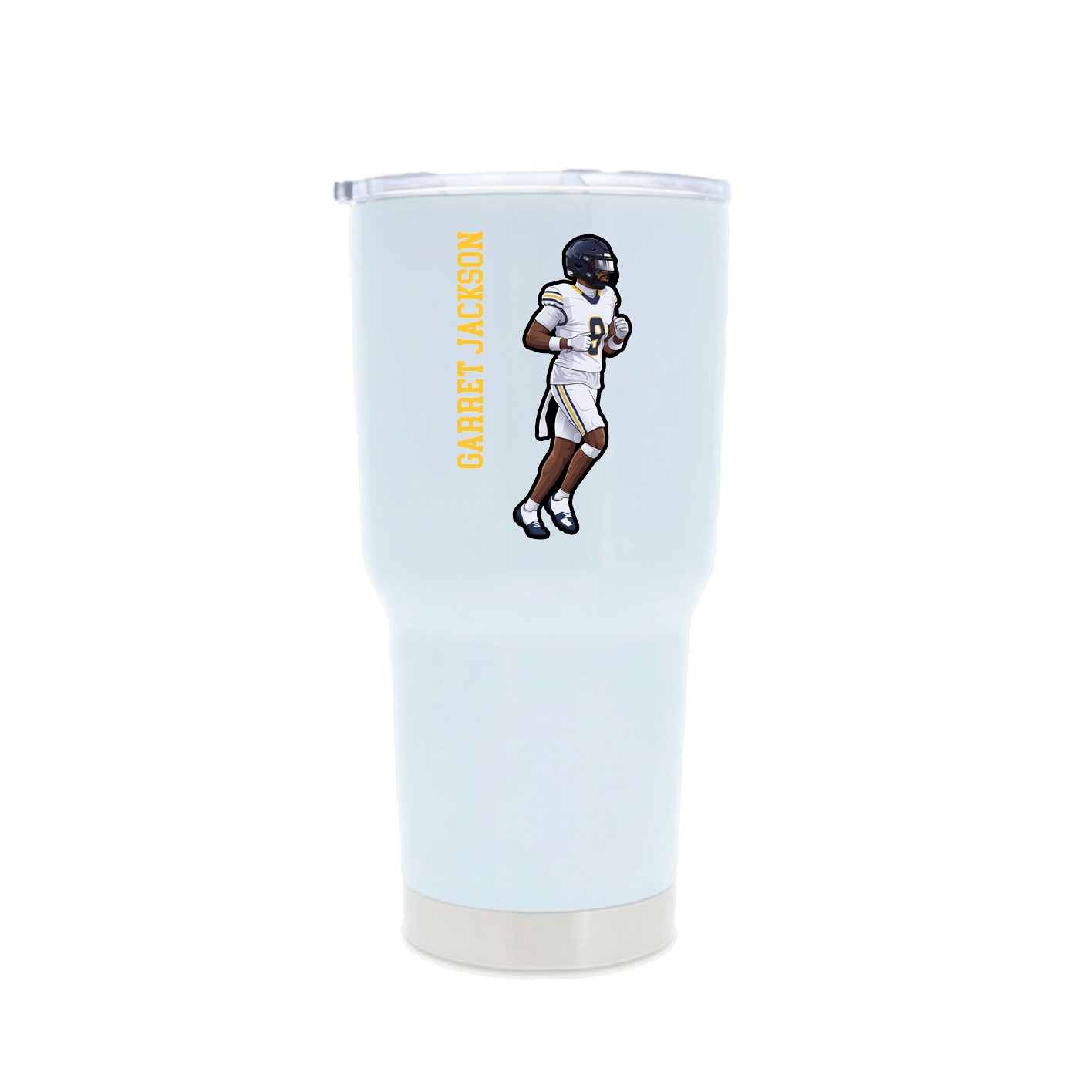 30oz Stainless Steel Tumbler — Name Vertical in White