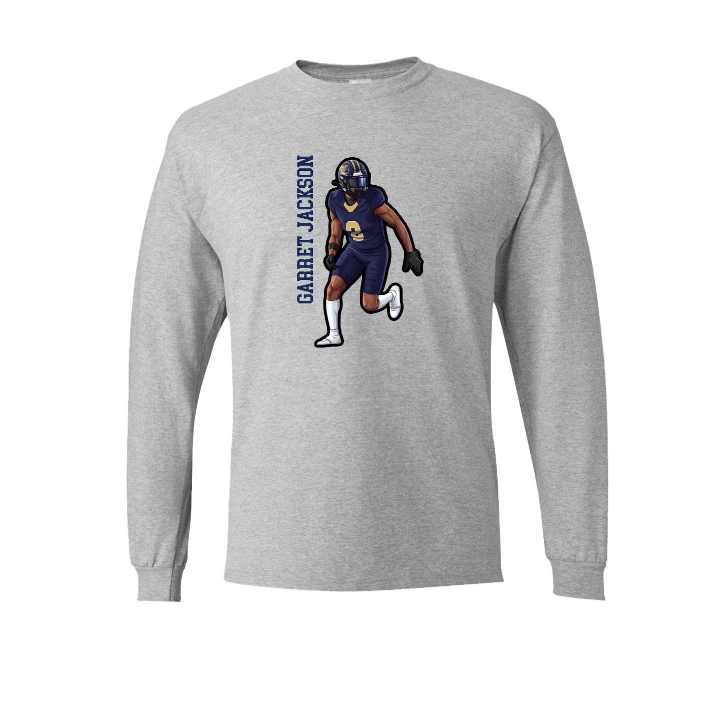 Long Sleeve Tee — Name Vertical in Grey
