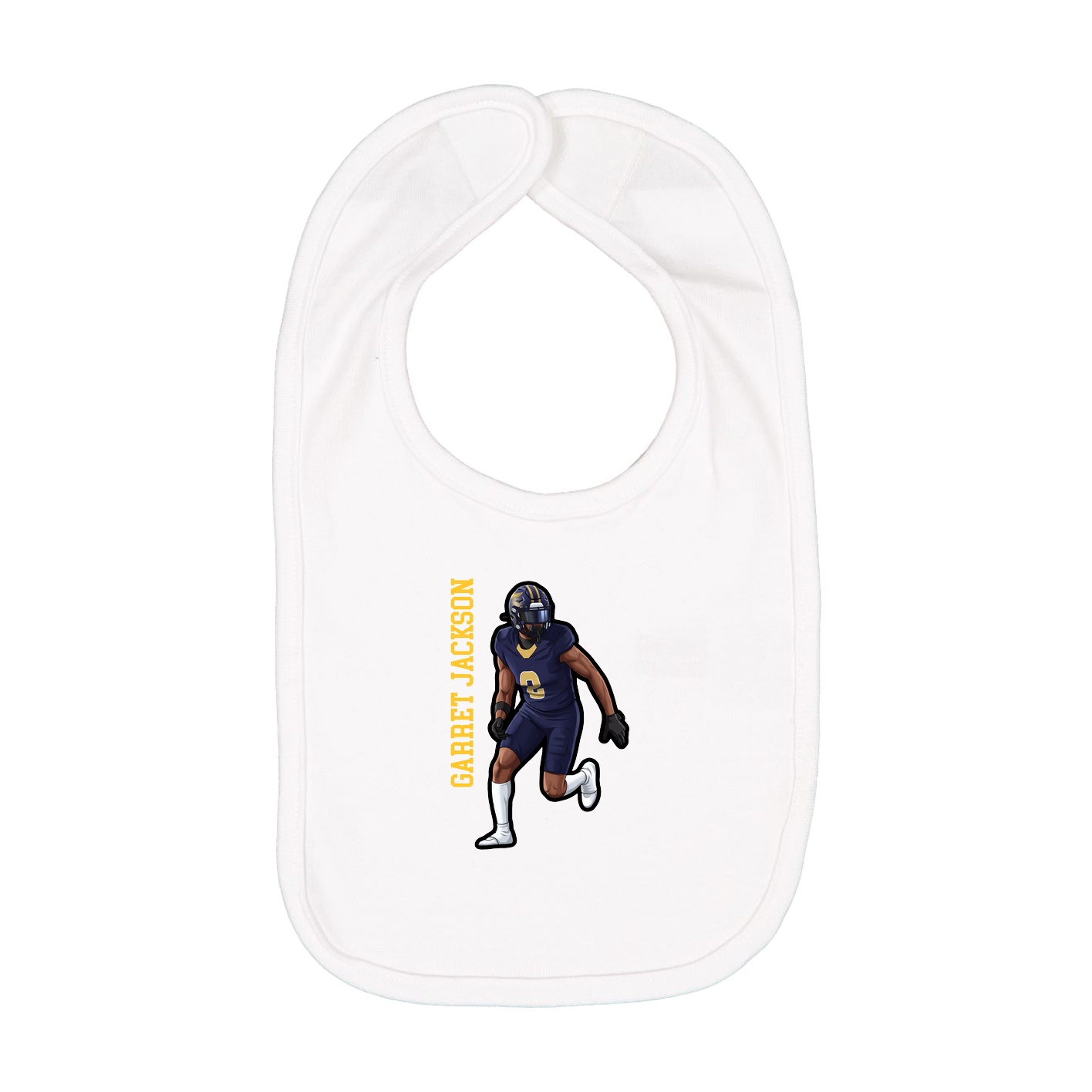 Infant Bib — Name Vertical in White
