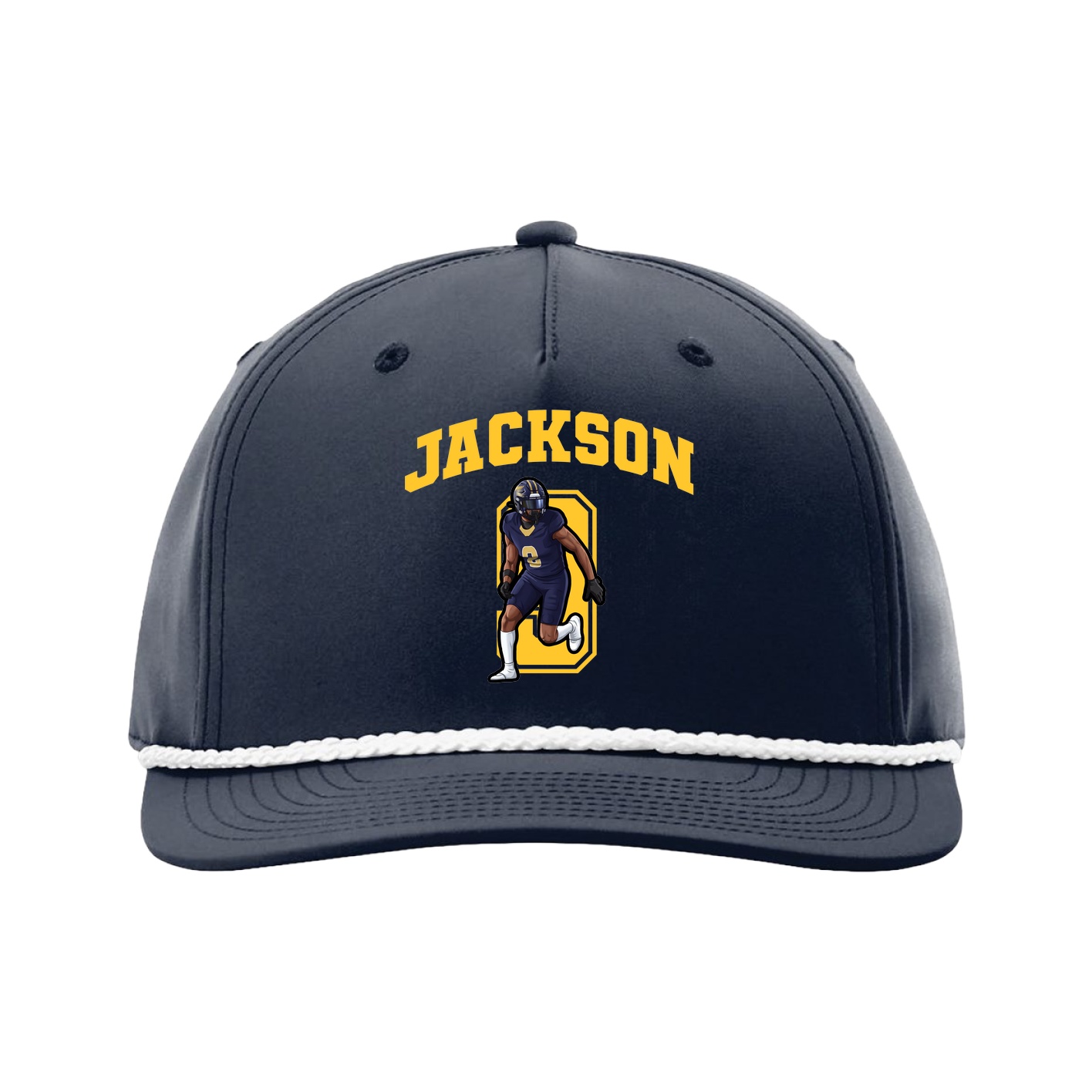 Five-Panel Classic Rope Cap — Number in Navy