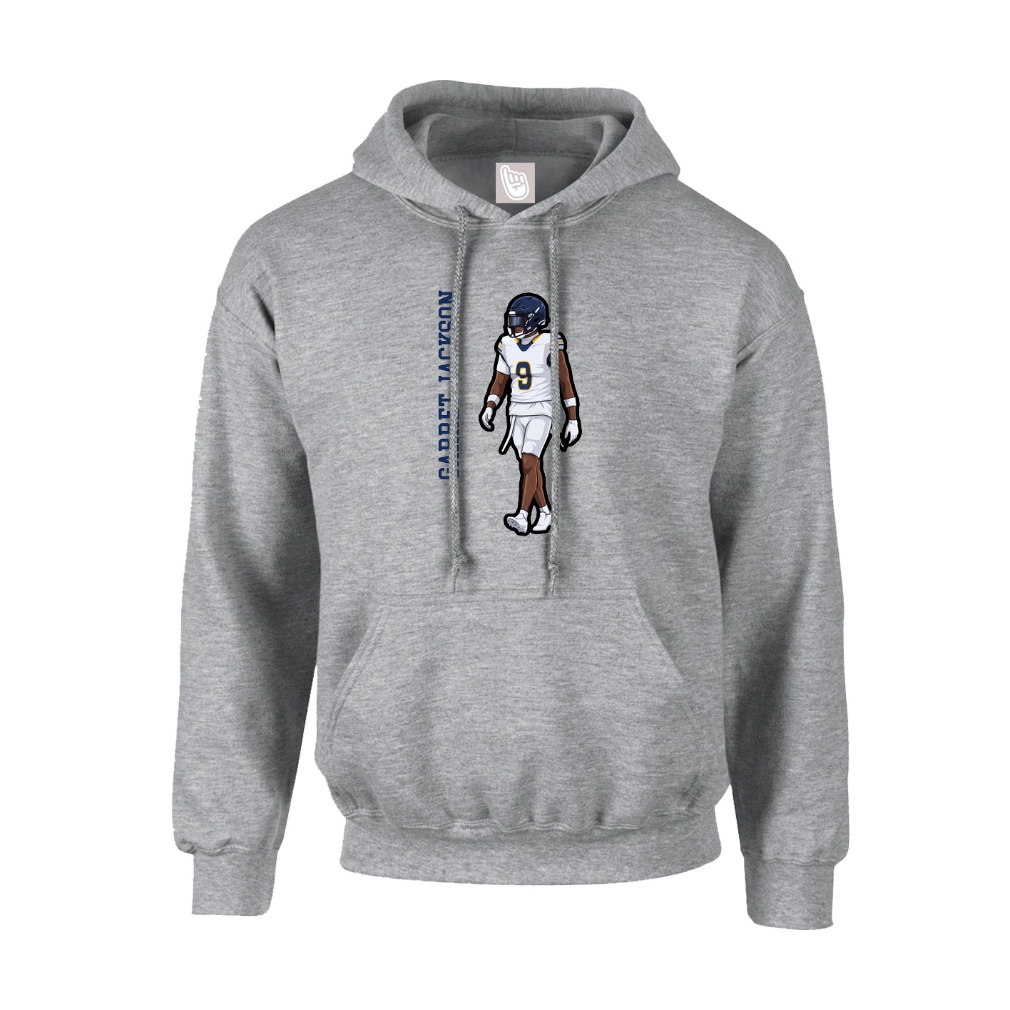 Hoodie — Name Vertical in Grey