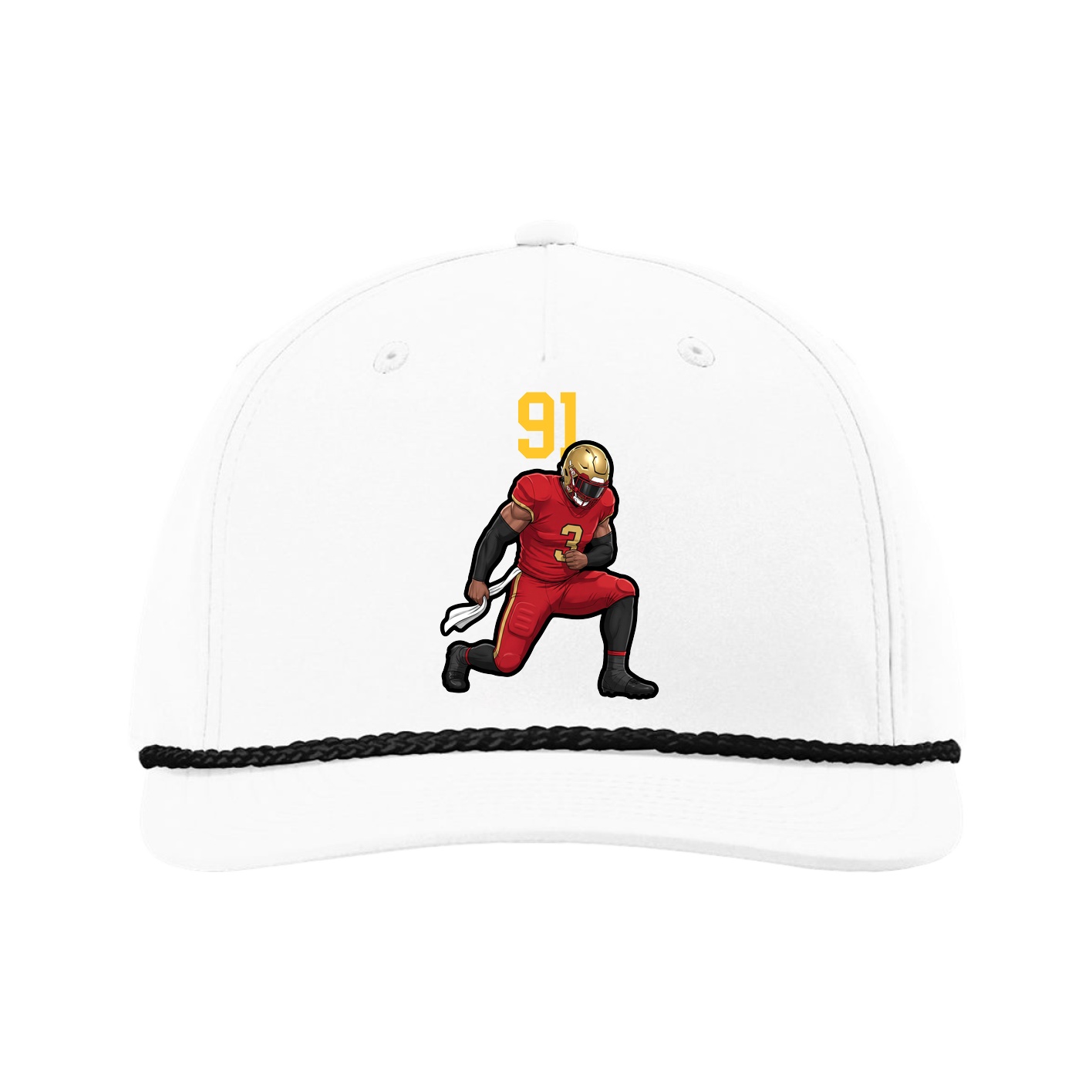 Five-Panel Classic Rope Cap — Number Top in White